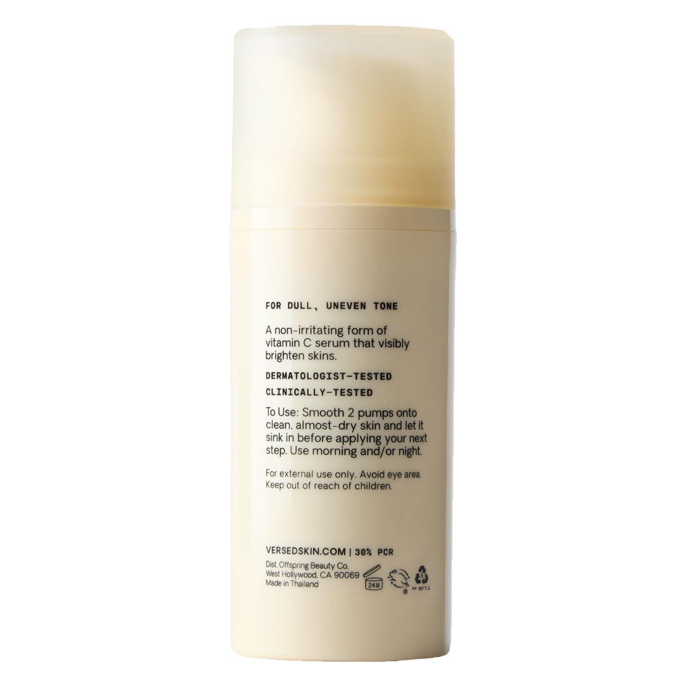Versed Weekend Glow packaging using 30% post-consumer recycled plastic