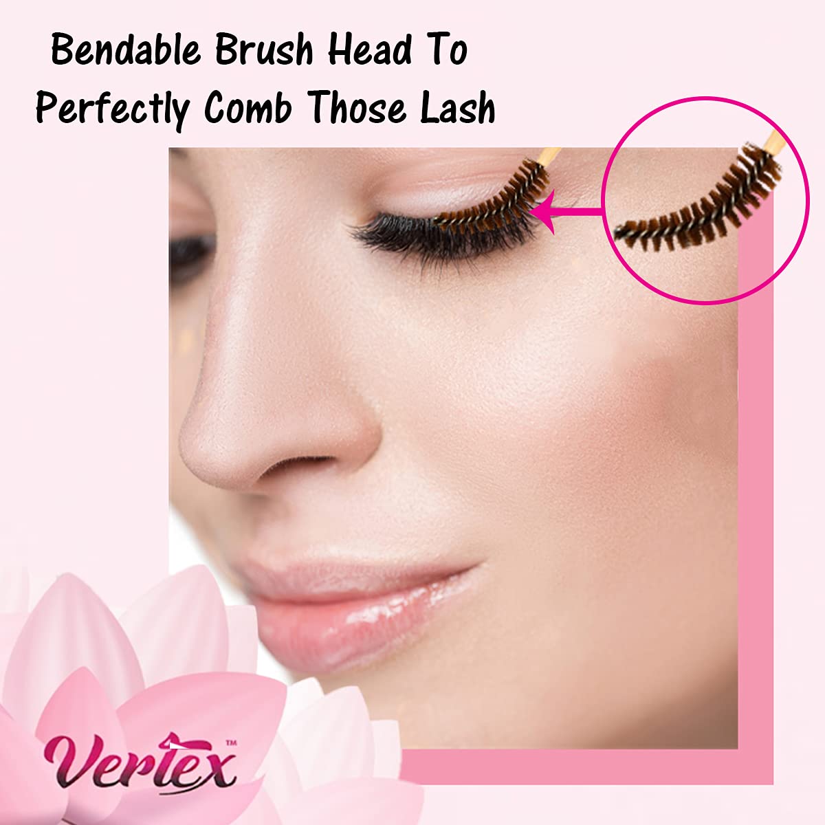 Vertex synthetic bristle spoolie delivers smooth, even brow grooming.