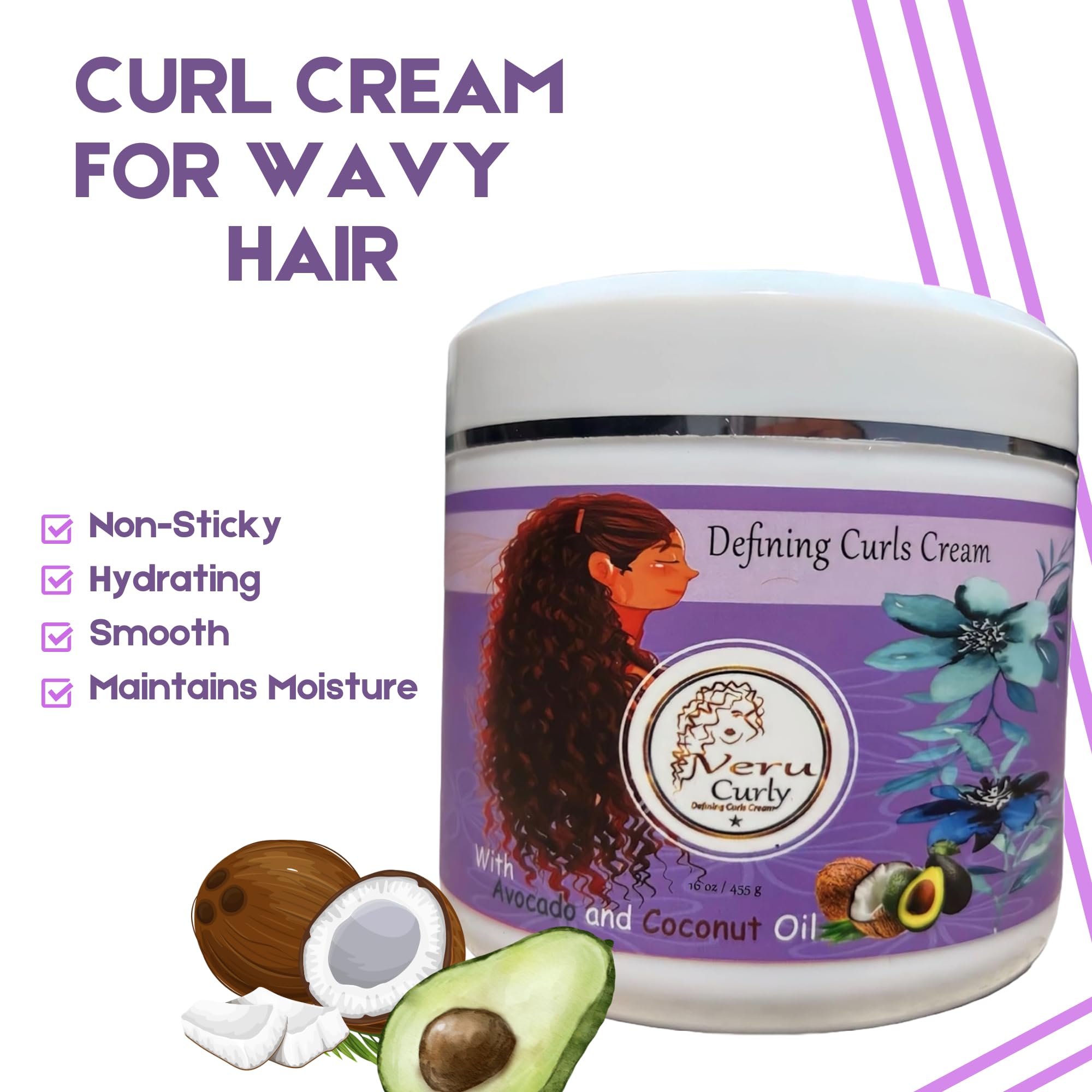 VeruCurly Curl Cream applying easily for smooth, hydrated curls.