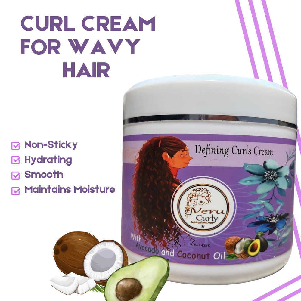 VeruCurly Curl Cream applying easily for smooth, hydrated curls.