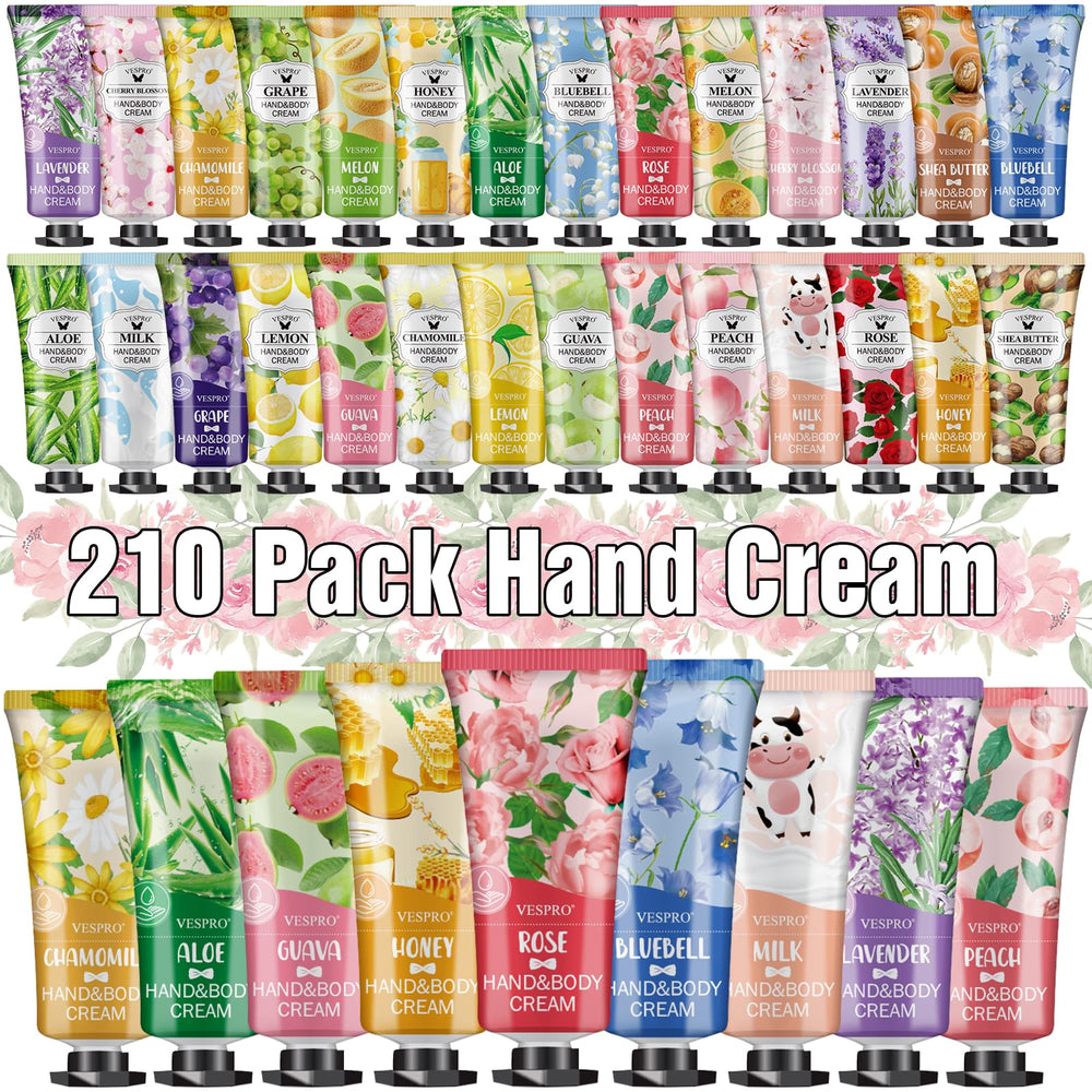 VESPRO 210-pack hand cream gift set with diverse scents for daily mood boosts.