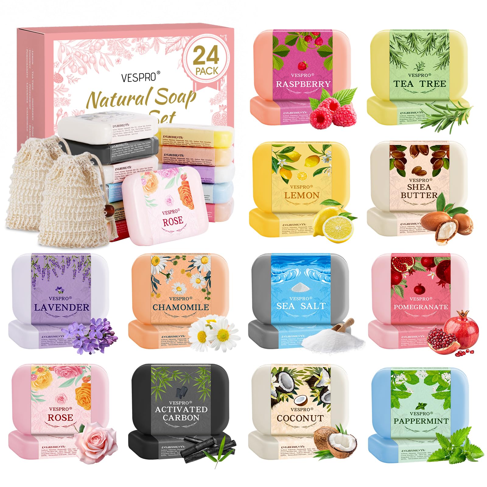 VESPRO lavender soap bar with olive oil for gentle, moisturizing cleanse.