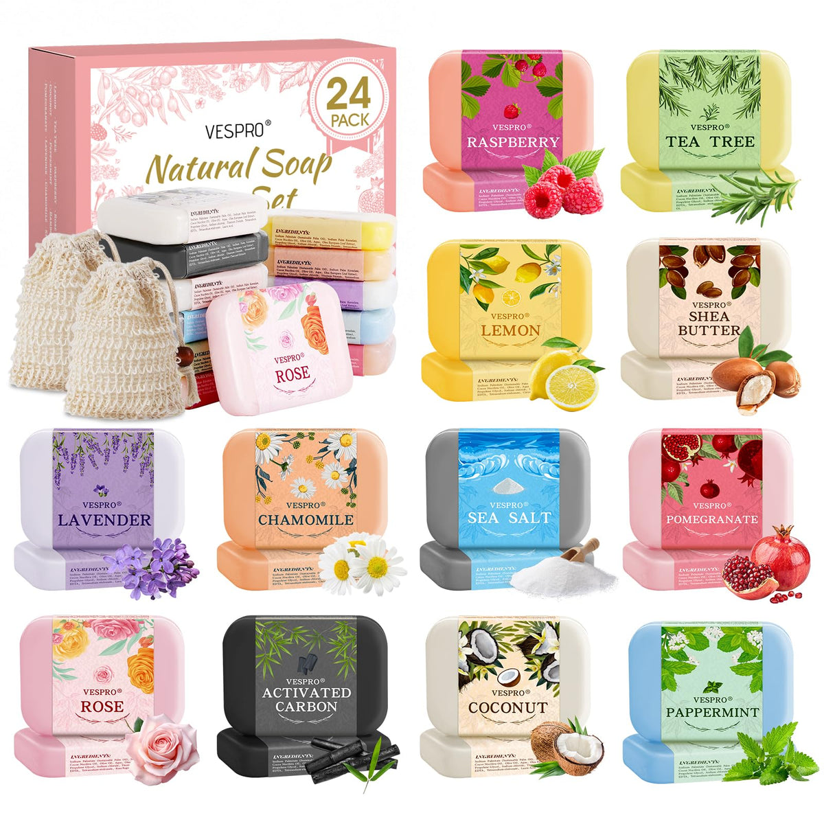 VESPRO lavender soap bar with olive oil for gentle, moisturizing cleanse.