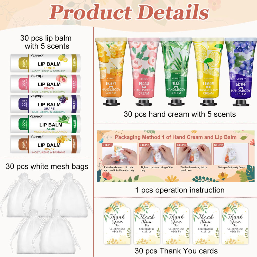 VESPRO lip balm bulk set with multiple flavors, ideal for wedding favors