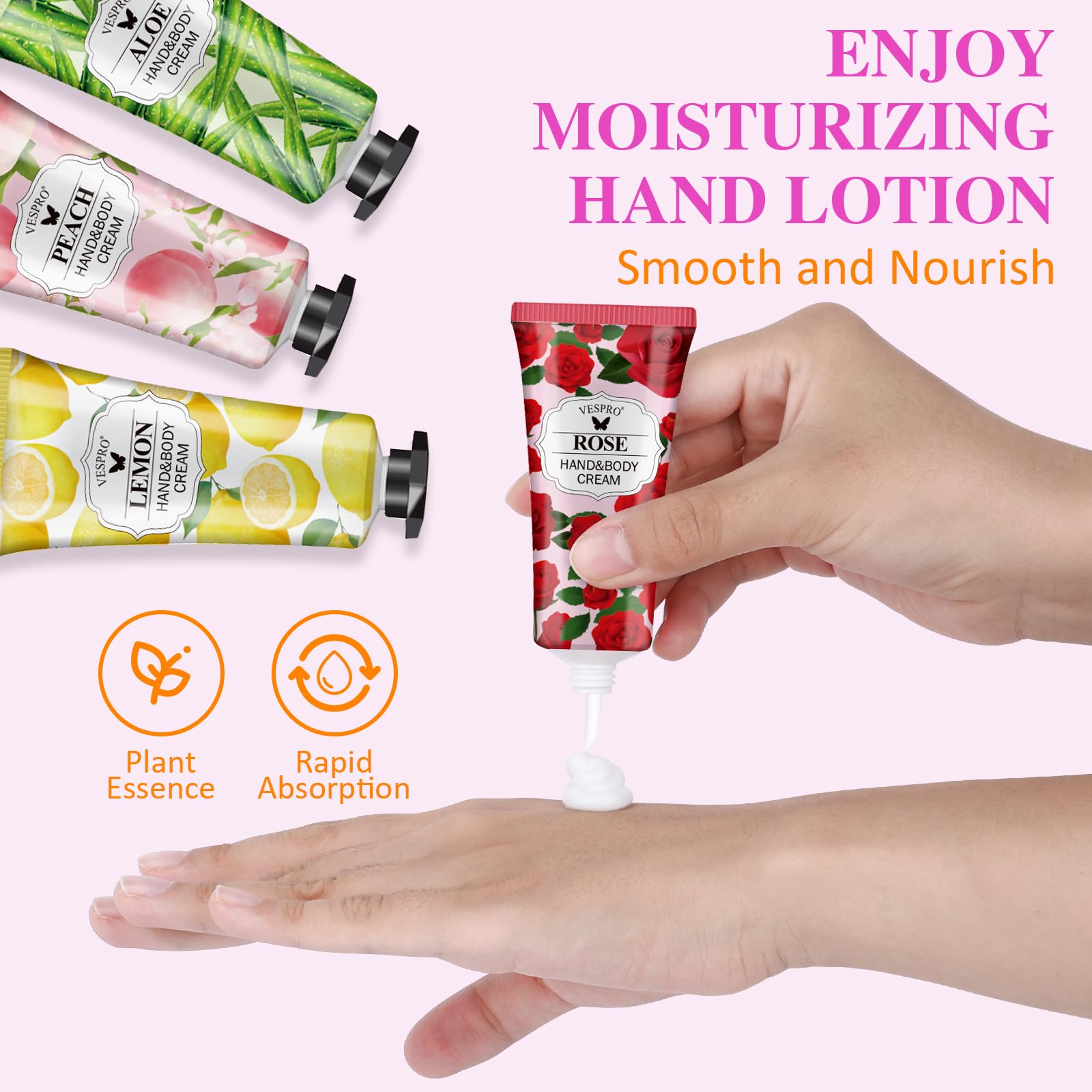 Close-up of VESPRO hand cream texture highlighting rich moisture for soft hands.