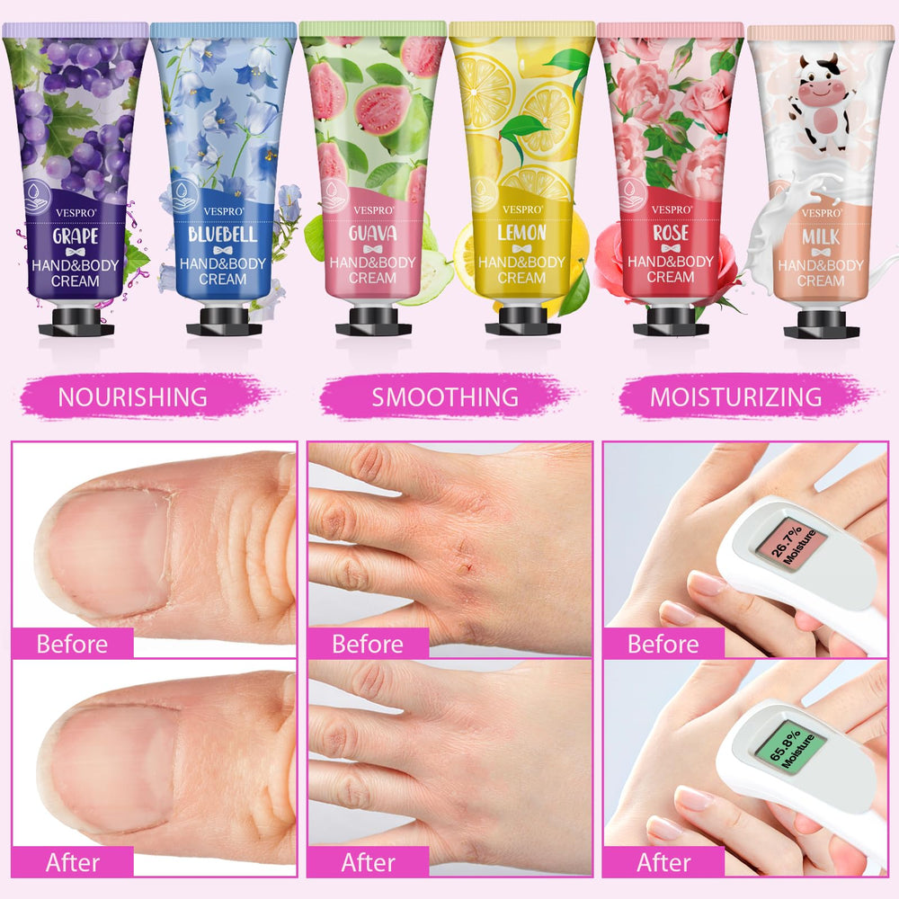 Travel-friendly VESPRO hand cream tubes fit easily into bags and pockets.