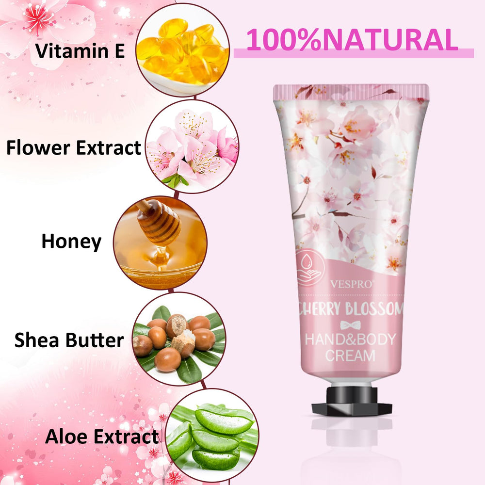 VESPRO 70-pack hand cream set with rose scent offers daily moisturization in a compact tube.