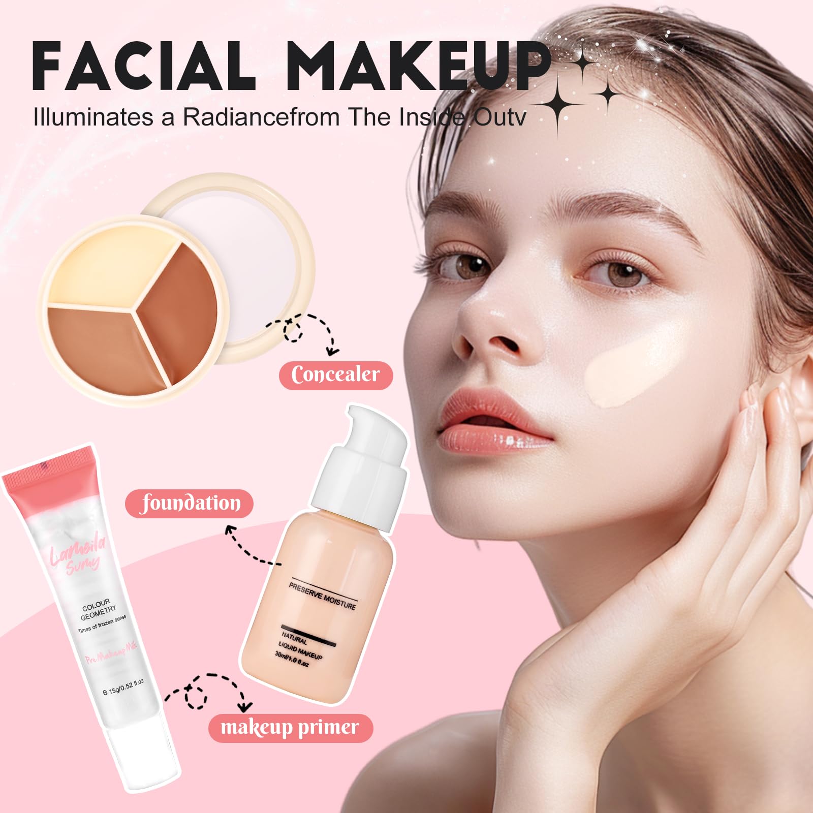 VESPRO makeup brushes included for precise, professional application