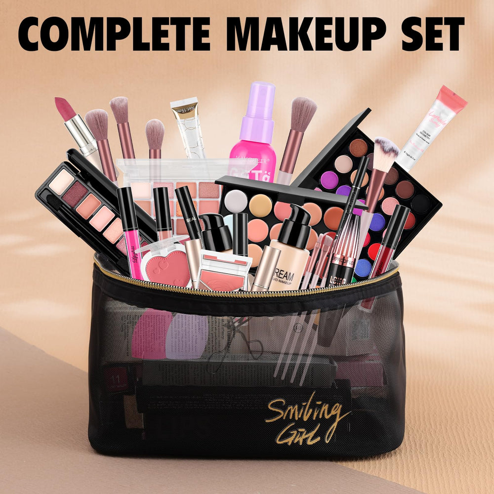 VESPRO brush set and cosmetic bag for organized travel-ready beauty.