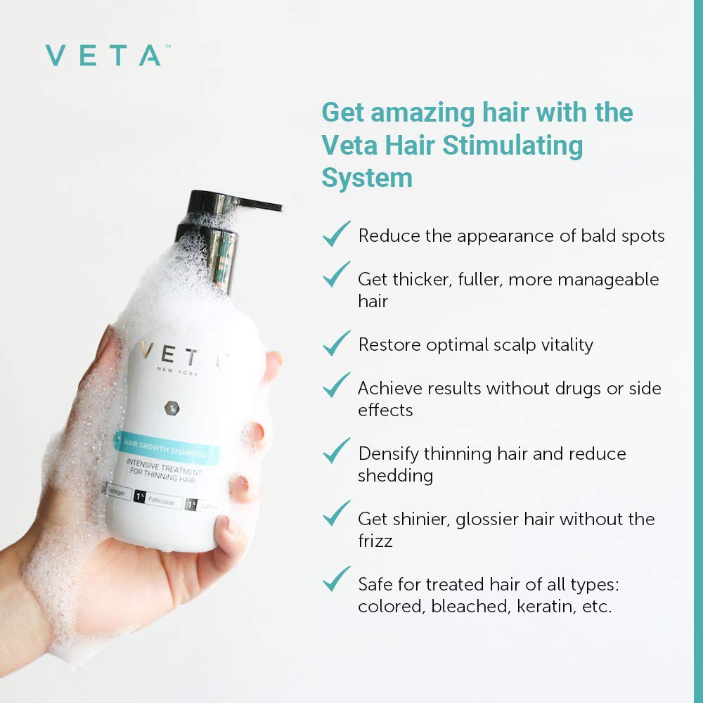 Veta Hair Stimulating Shampoo daily use scene shows versatility for all hair types