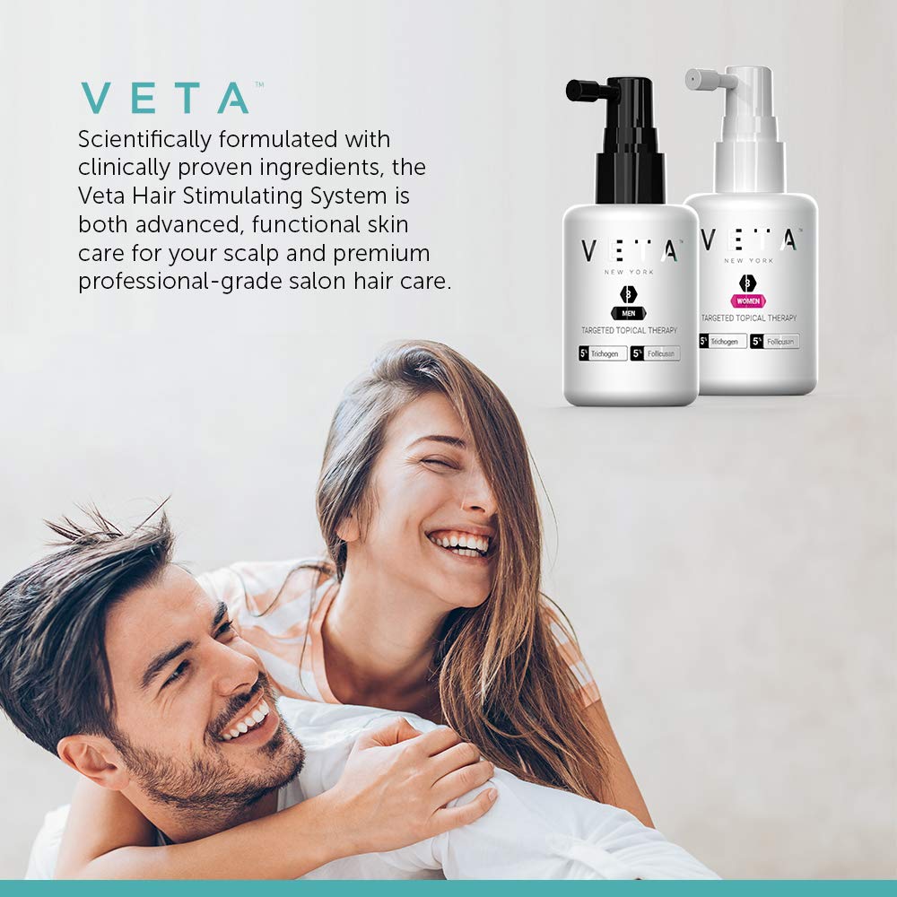 Close-up of applying Veta to thinning scalp areas