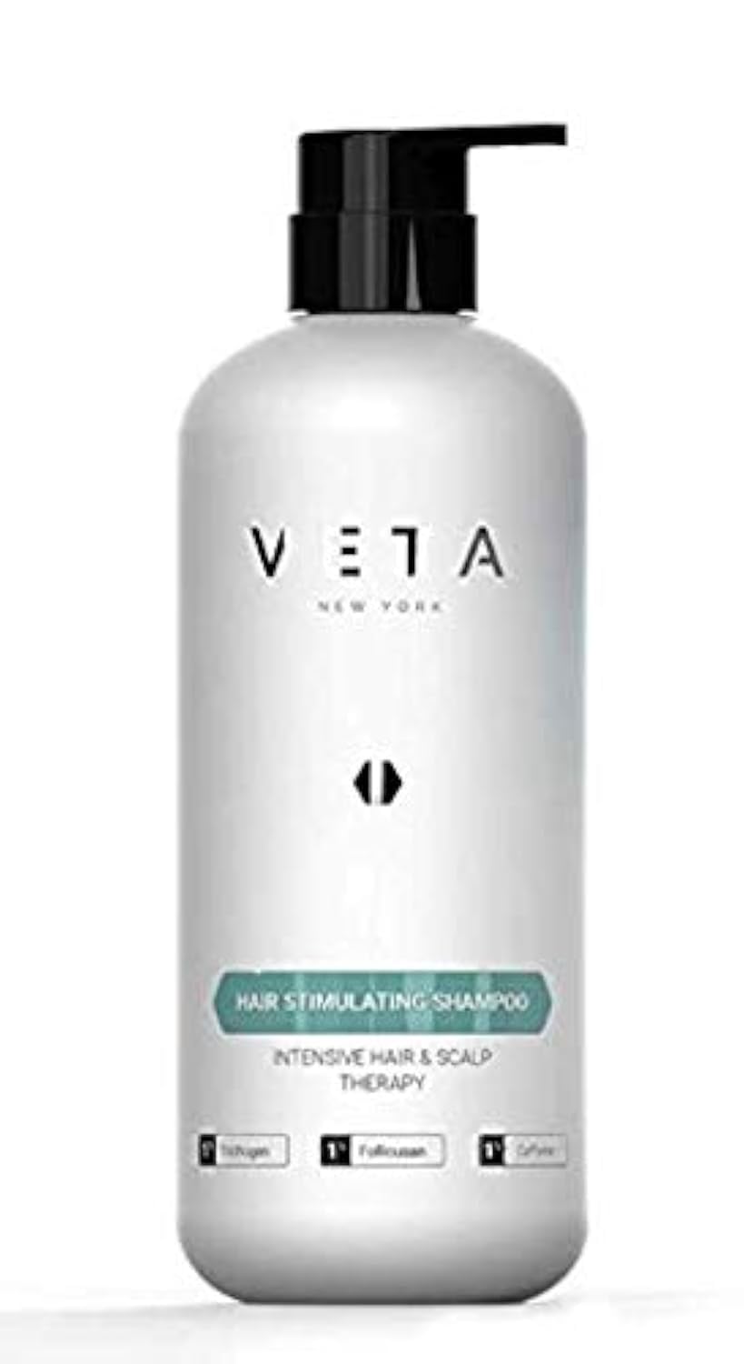 Veta Stimulating Shampoo bottle front view promoting healthier-looking hair