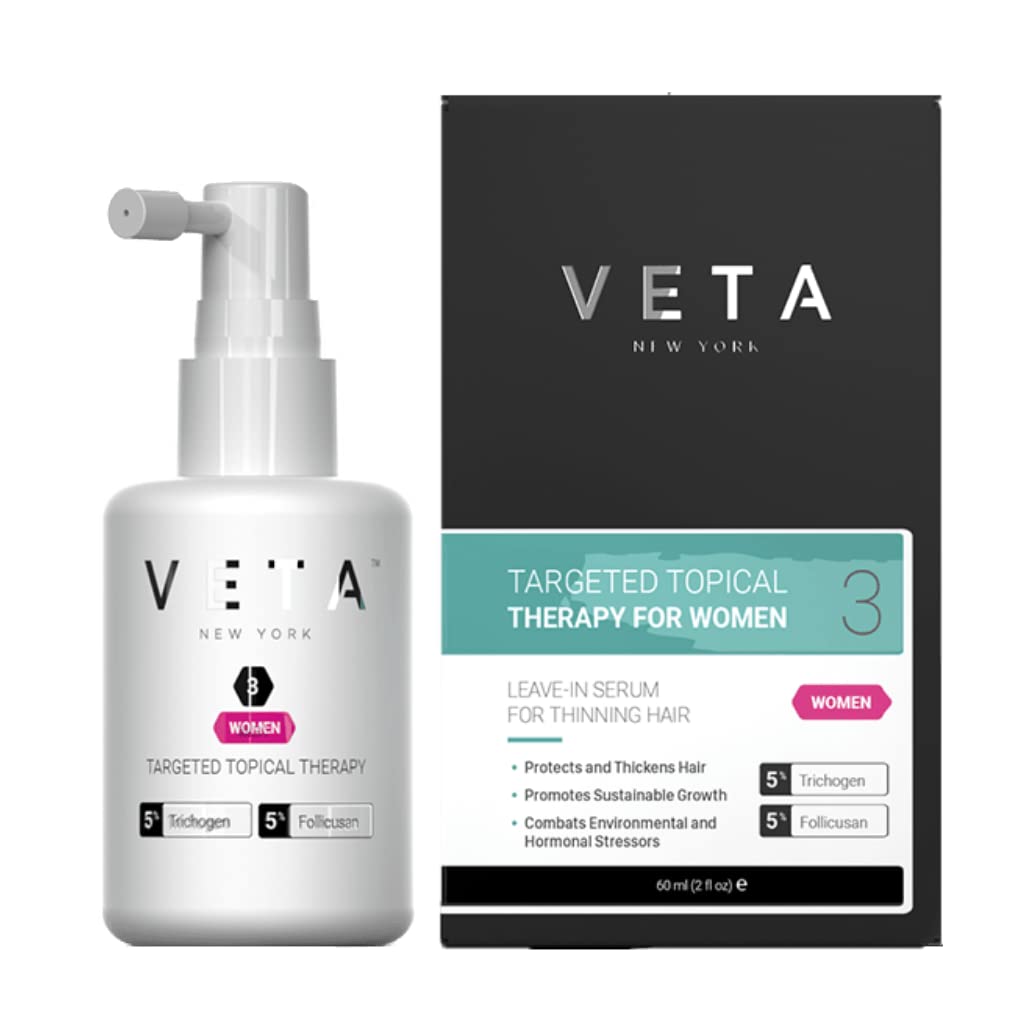 Veta women's targeted serum bottle for boosting hair fullness and scalp nourishment