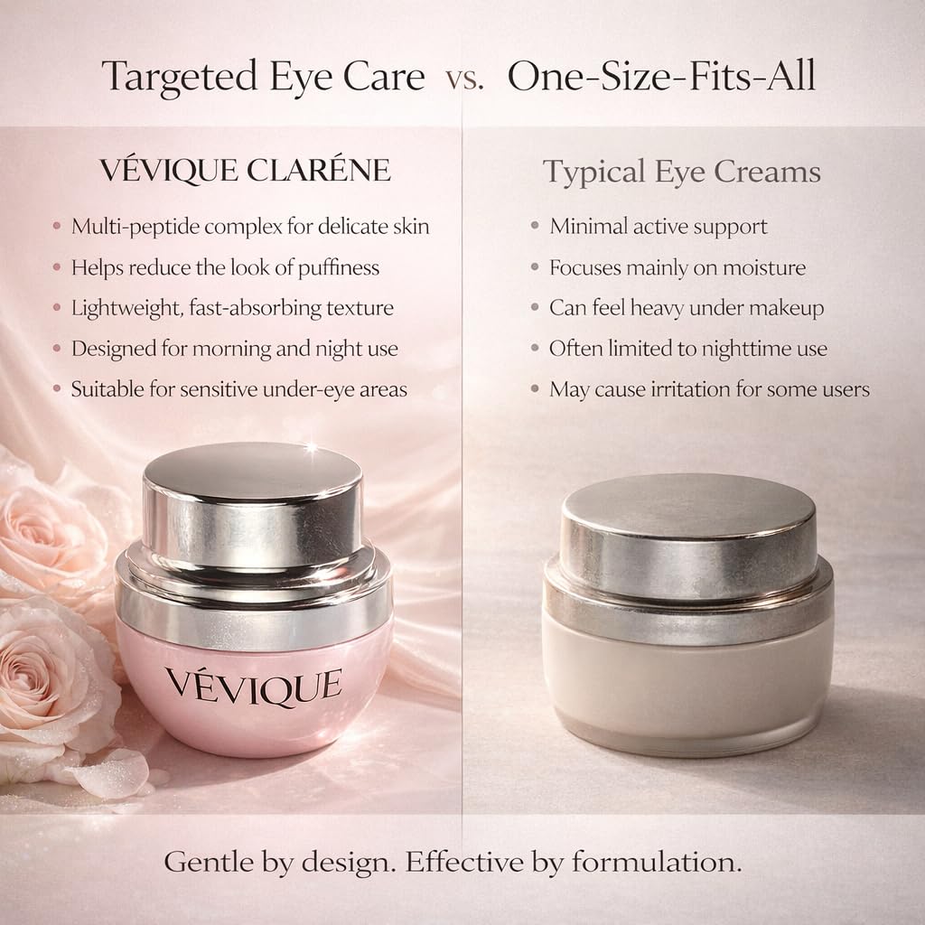 Veviqe Claréne eye cream hydration drop emphasizing moisture boost for tired eyes