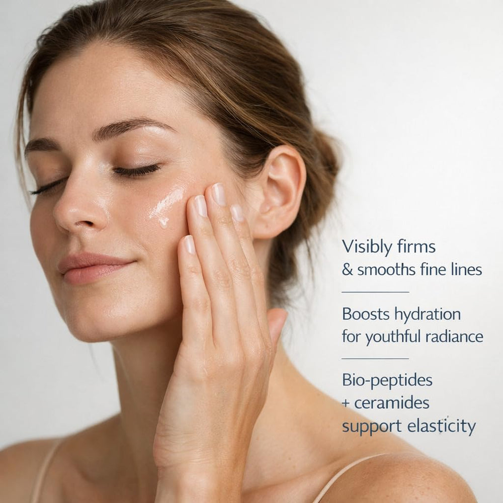 VÉVIQUE Renewelle Bleu Serum swirl on skin reveals smooth, hydrated texture.