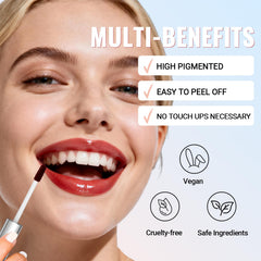 Vevivia Beauty Lip Stain long-lasting pigment stays bold through the day.