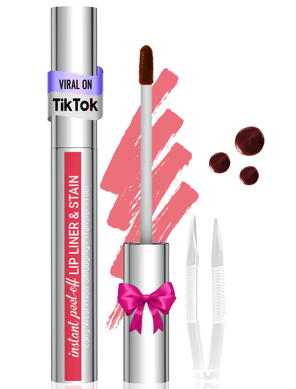 Vevivia Beauty Lip Stain Nude Pink peel-off action for all-day color.