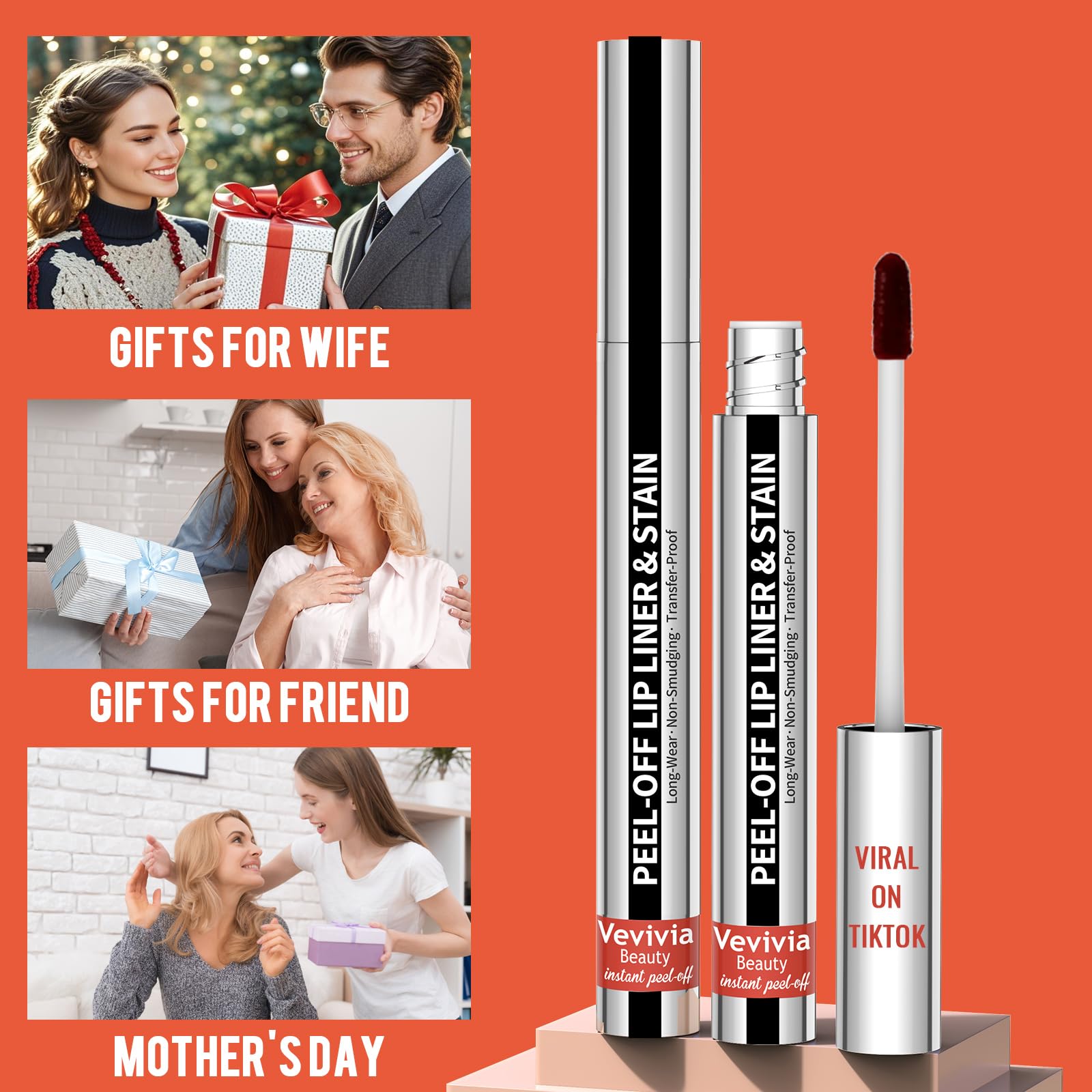 Vevivia Lip Stain Peel Off 2-in-1 use as liner or full stain.