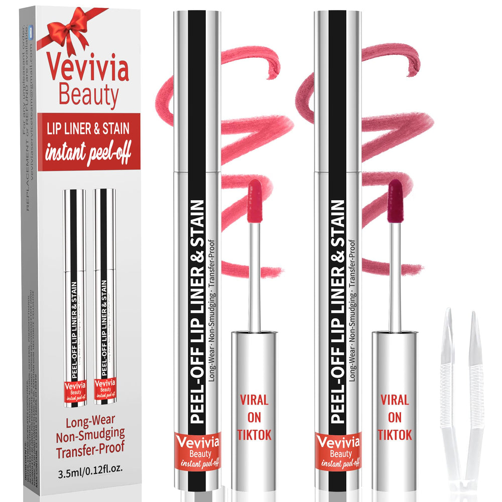 Vevivia Lip Stain Peel Off duo packaging showcases elegant gift-ready presentation.