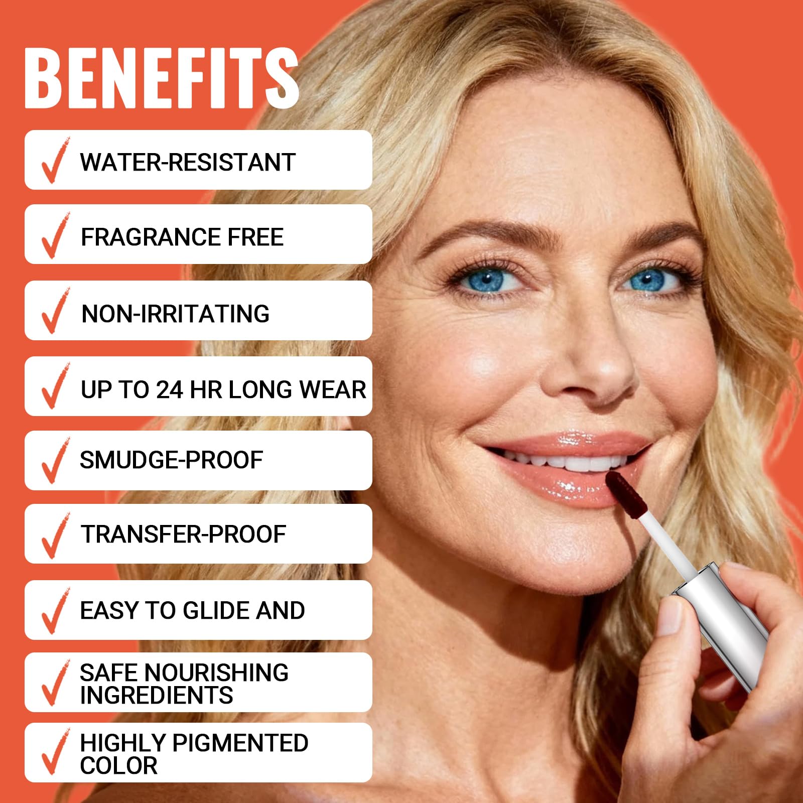 Vevivia Lip Stain Peel Off waterproof formula resists smudging.