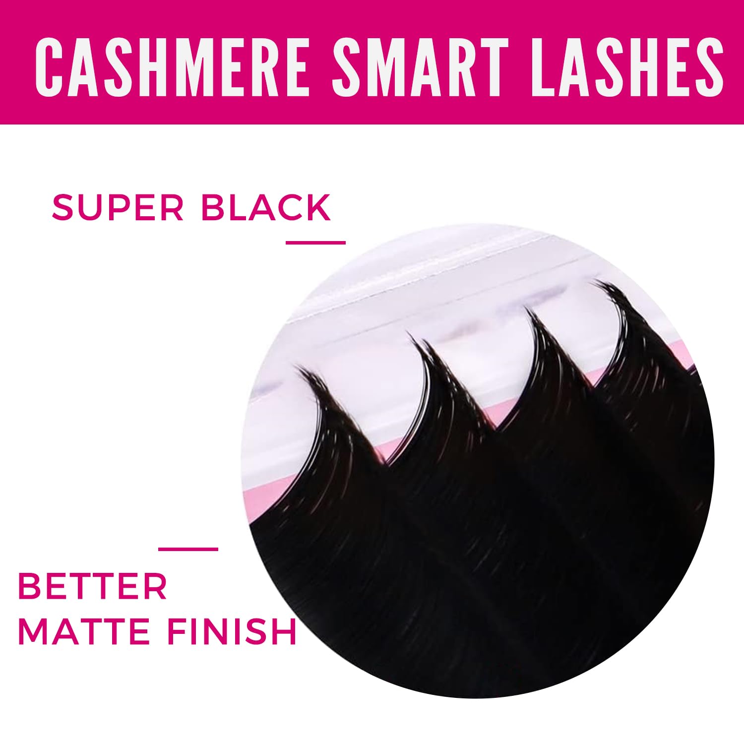 Handmade cashmere lashes with matte black finish for natural-looking volume.