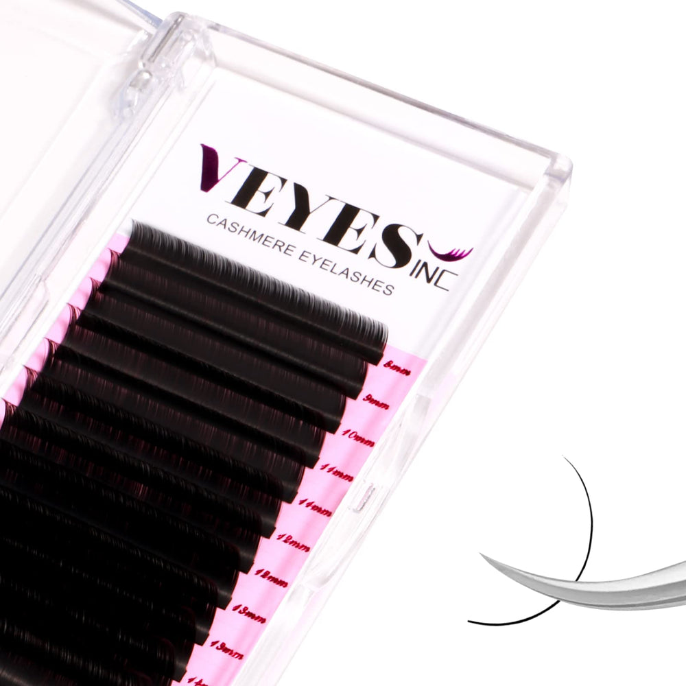 VEYES INC cashmere lash extensions tray with uniform fibers for natural-looking volume