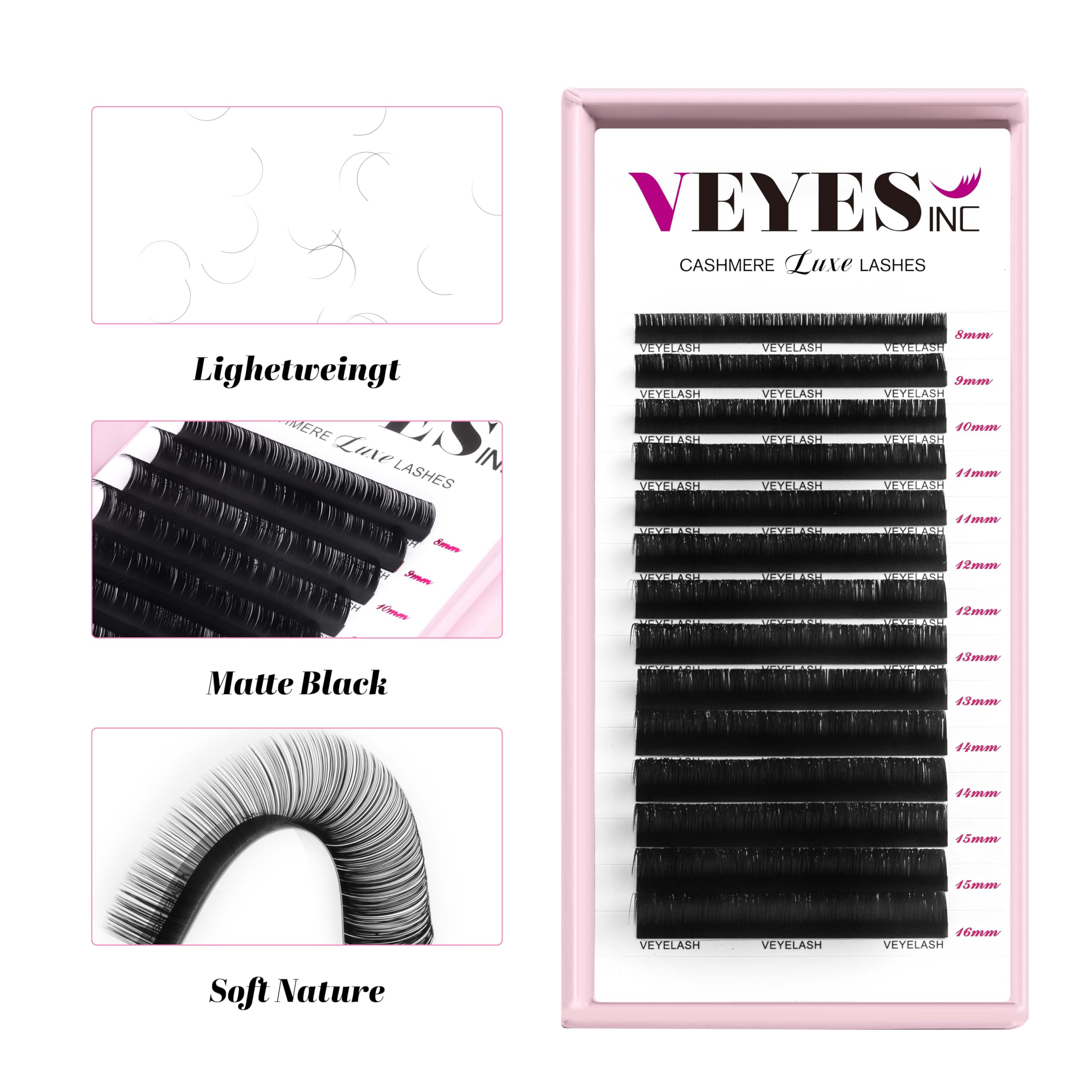 VEYES INC Cashmere Luxe Lashes demonstrate instant volume with premium fan-making design.