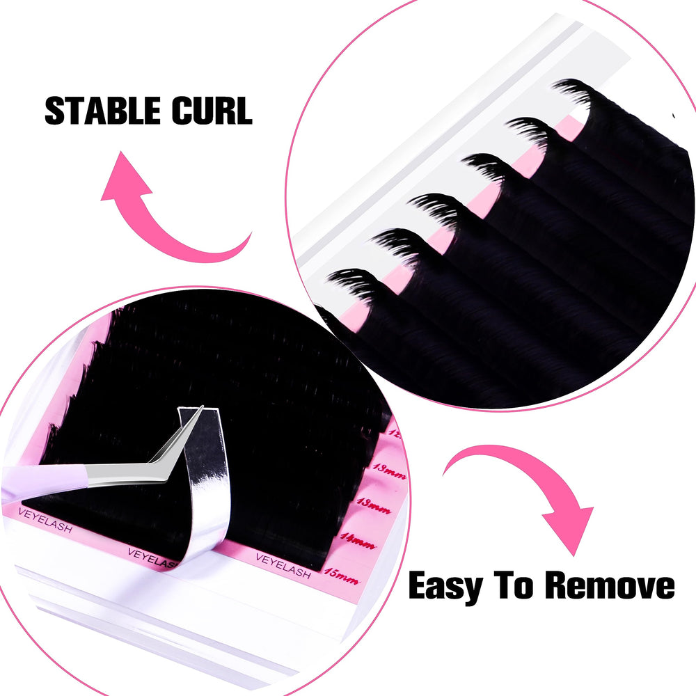 VEYES INC lashes use heat-treated fibers for durable curvature