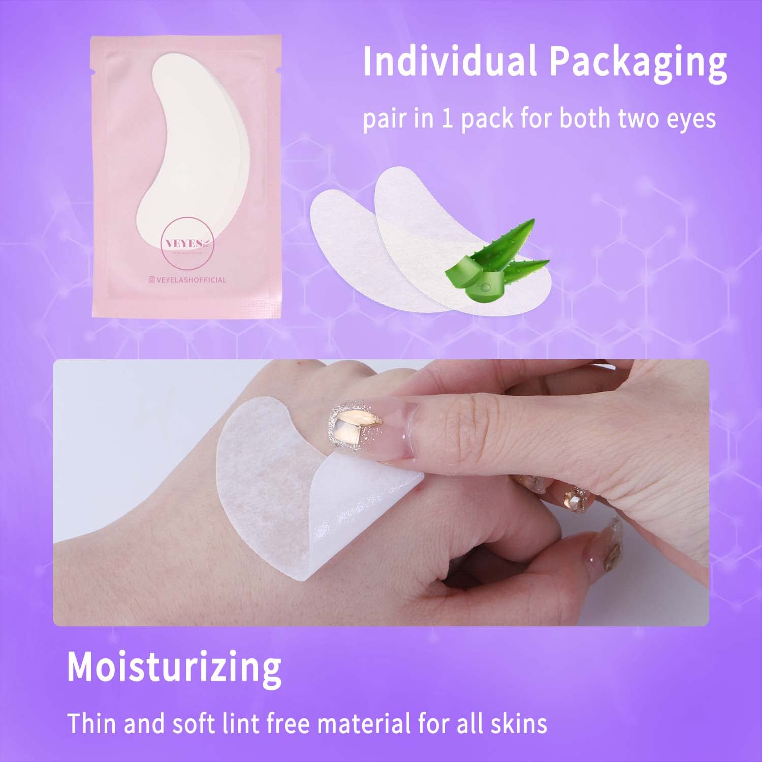 VEYES INC lint-free gel pads keep eyelid area clean during treatments