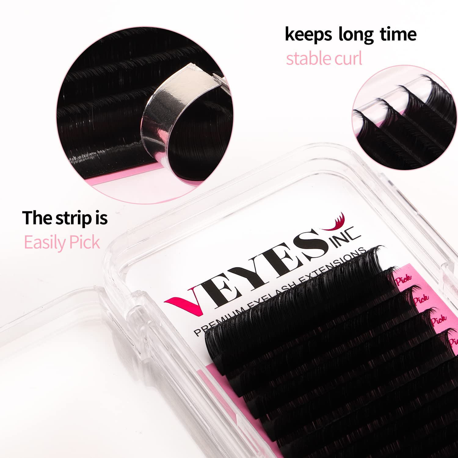 VEYES INC matte black lashes on a silicone strip for a natural look
