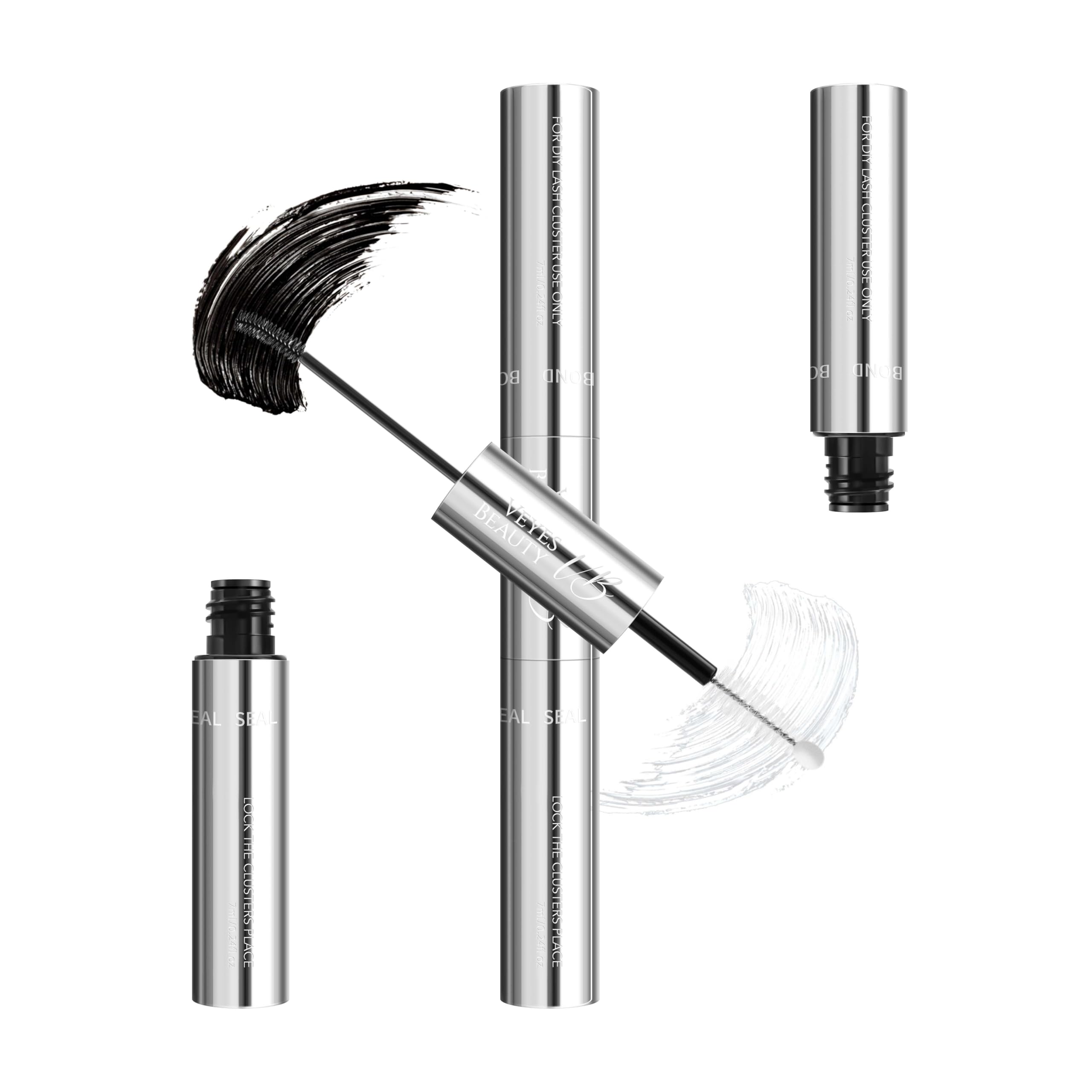 VEYESBEAUTY lash bond and seal bottle front showing 2-in-1 system for easy use.