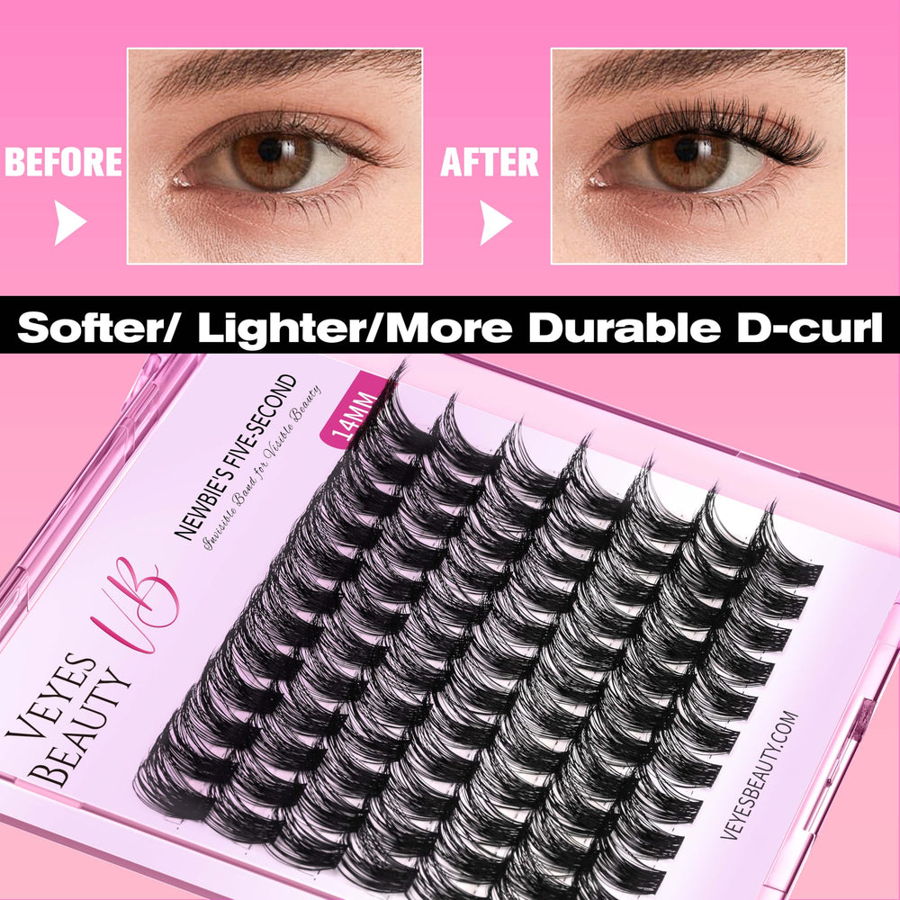 VEYESBEAUTY 12mm Single Length Wispy Lashes for a uniform, natural look.