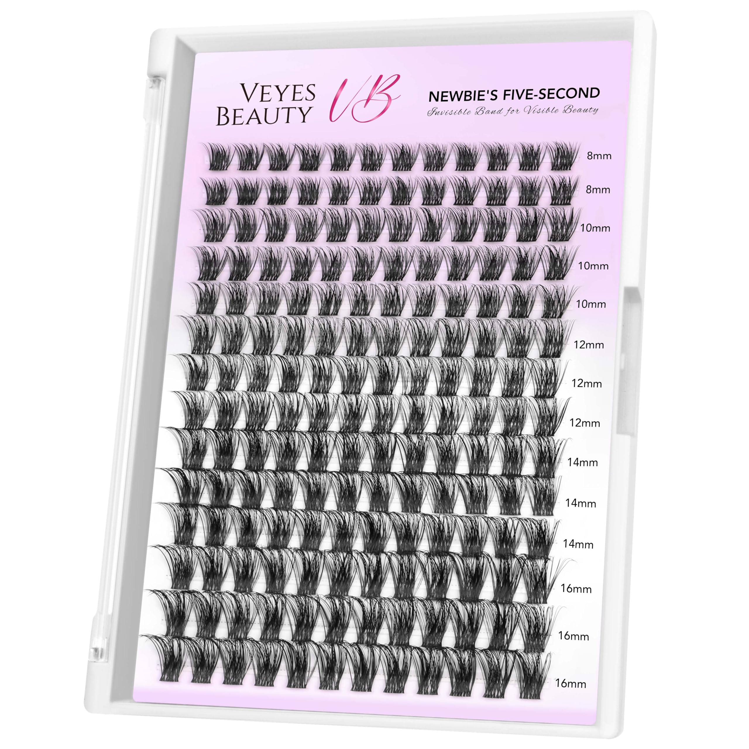 VEYESBEAUTY bomb cluster lashes tray for easy volume control.