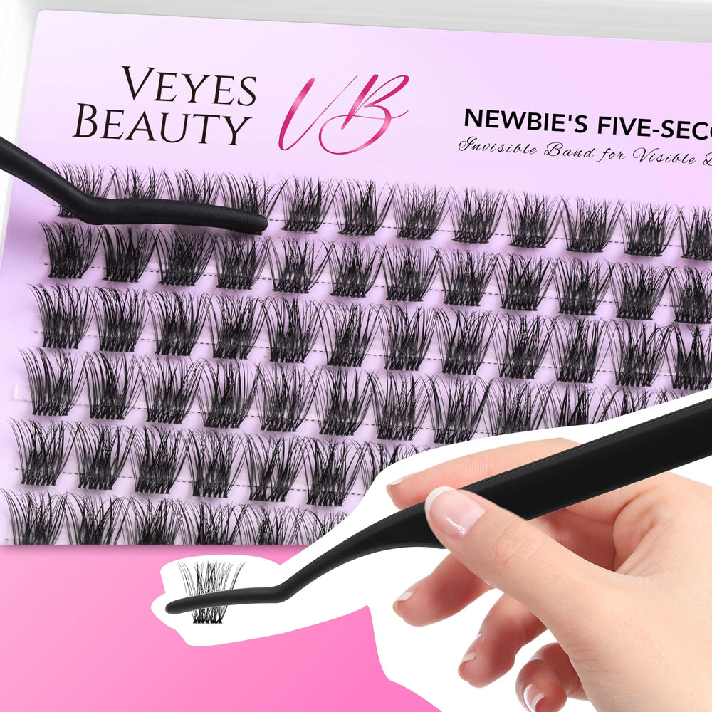 VEYESBEAUTY eyelash-curler, bond, tweezers aid precise placement.