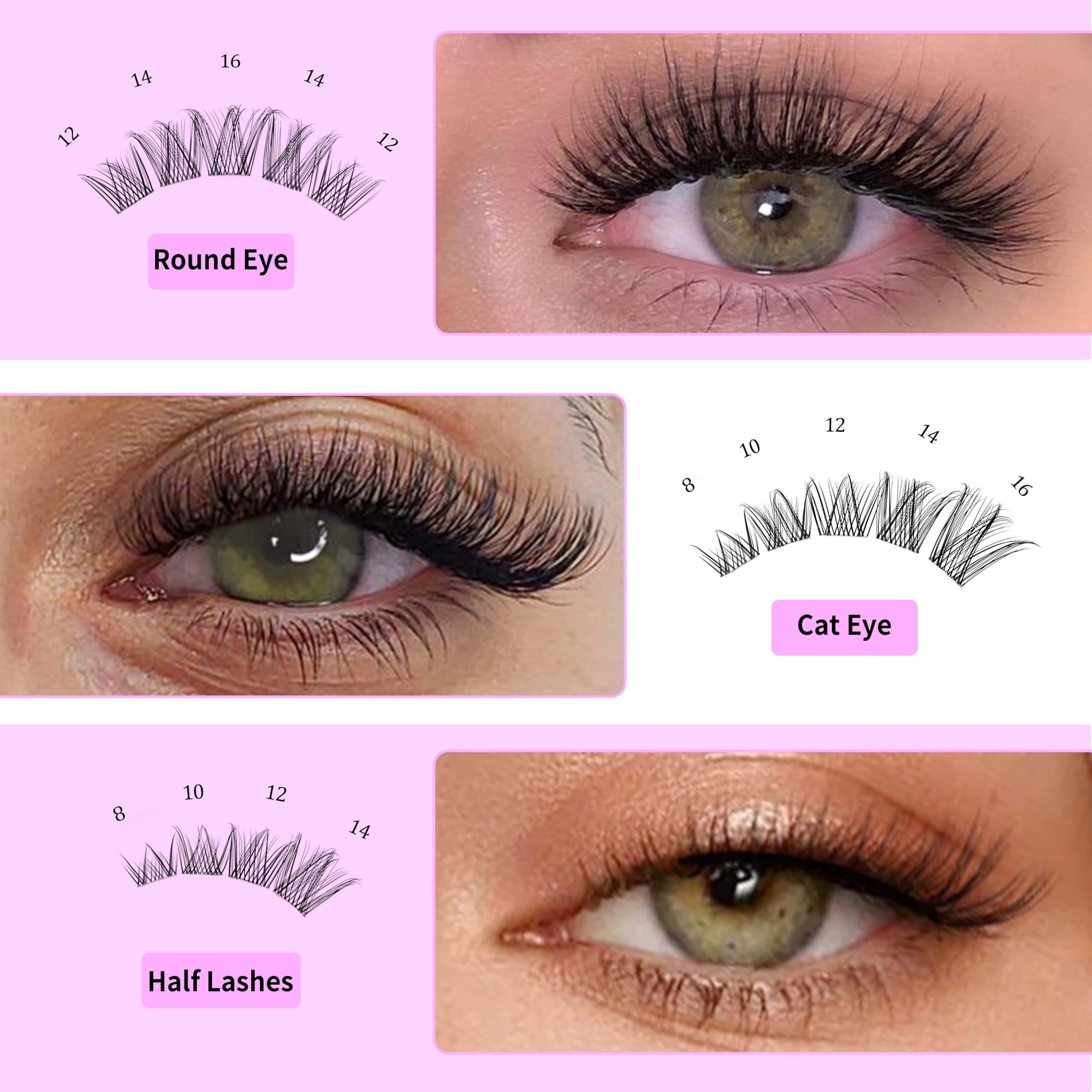 VEYESBEAUTY step-by-step usage guide shows easy lash application.