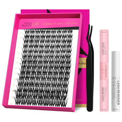 VEYESBEAUTY lash clusters kit with fluffy, 3D layered lashes for versatile looks