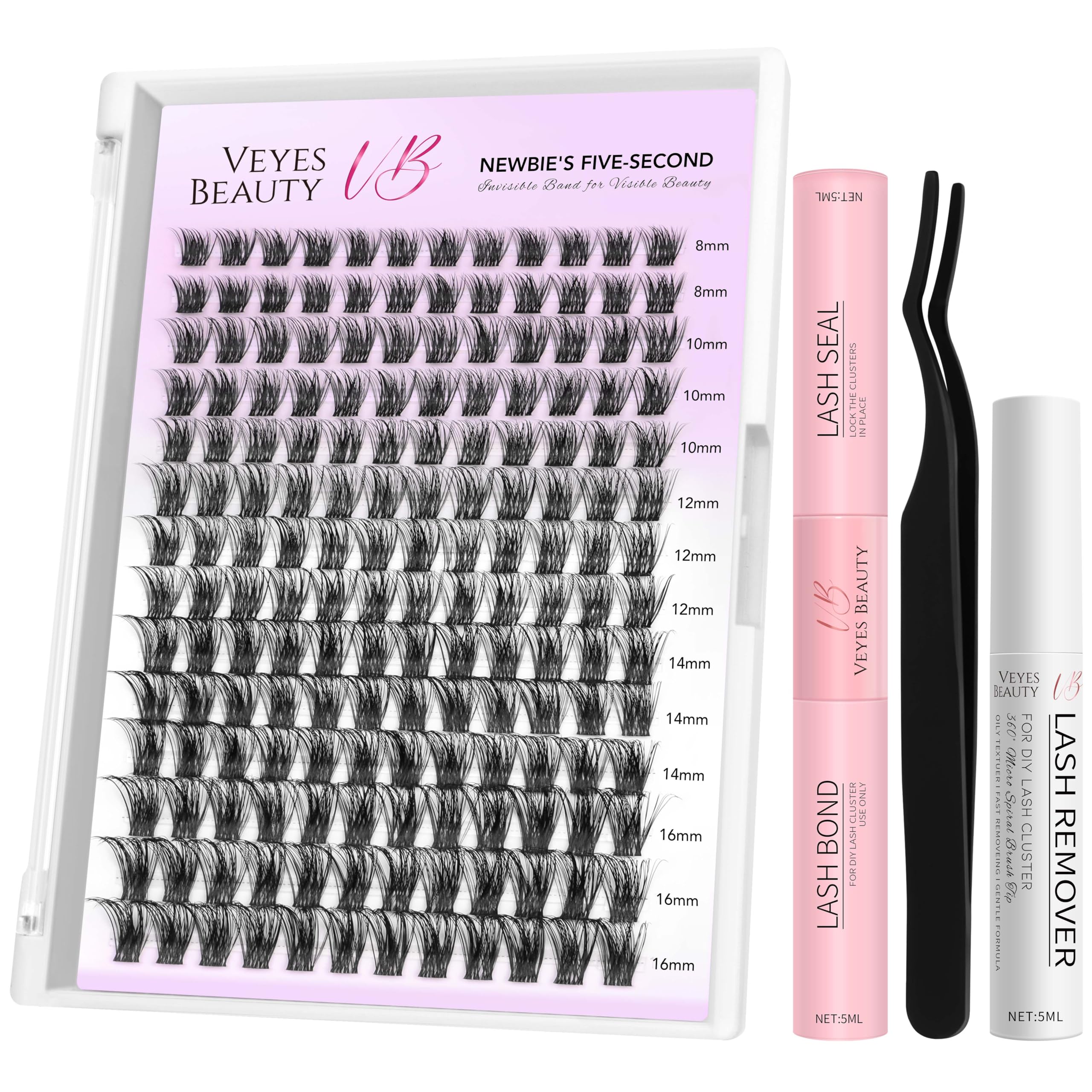 VEYESBEAUTY lash clusters kit for quick, customizable volume looks.