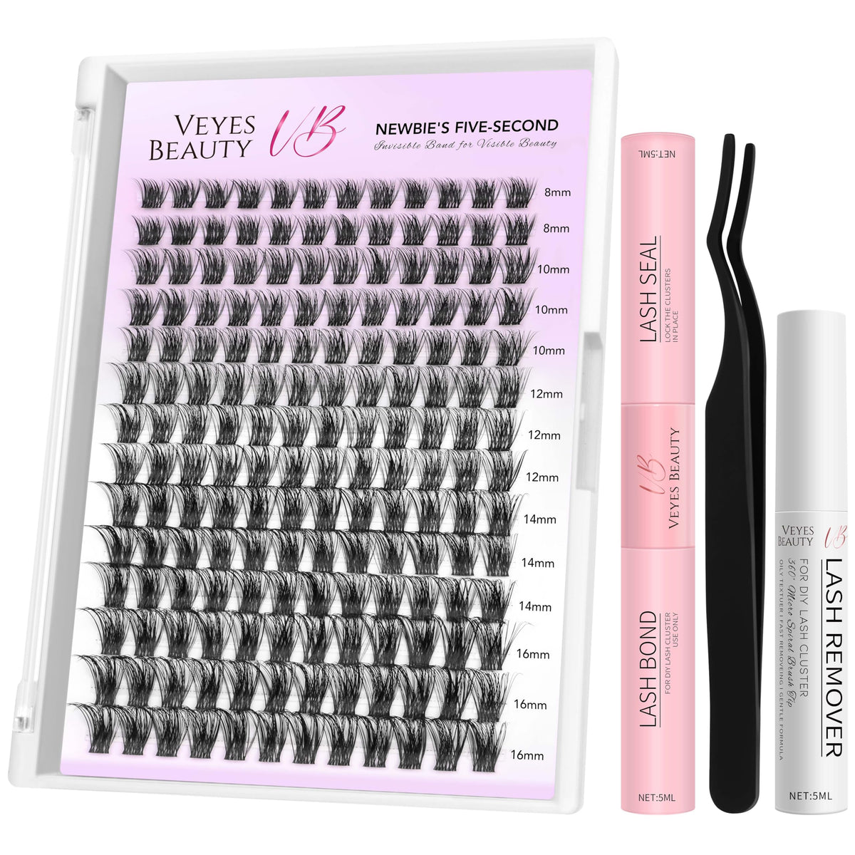 VEYESBEAUTY lash clusters kit for quick, customizable volume looks.
