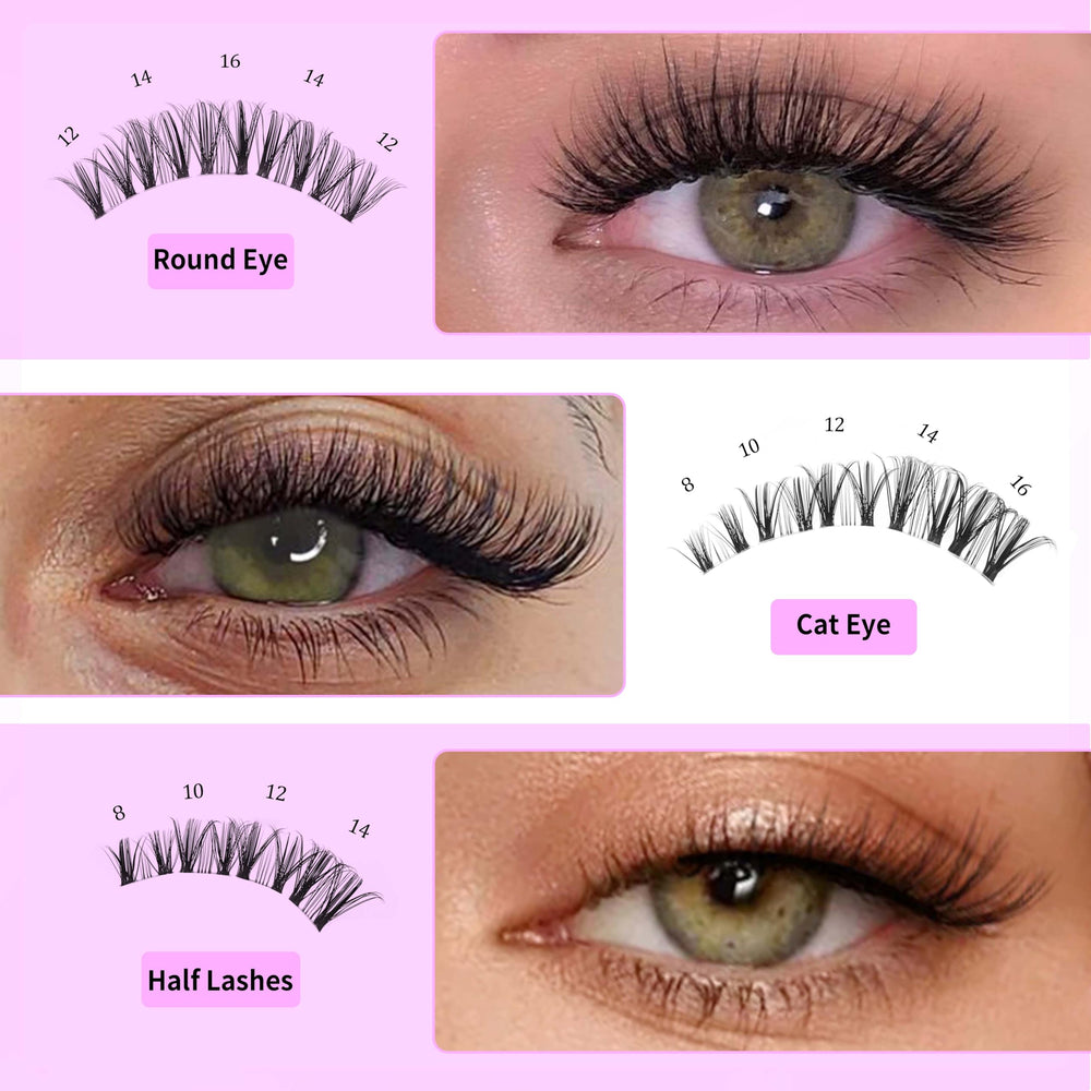 VEYESBEAUTY Lash Clusters soft PBT fibers for comfortable wear.