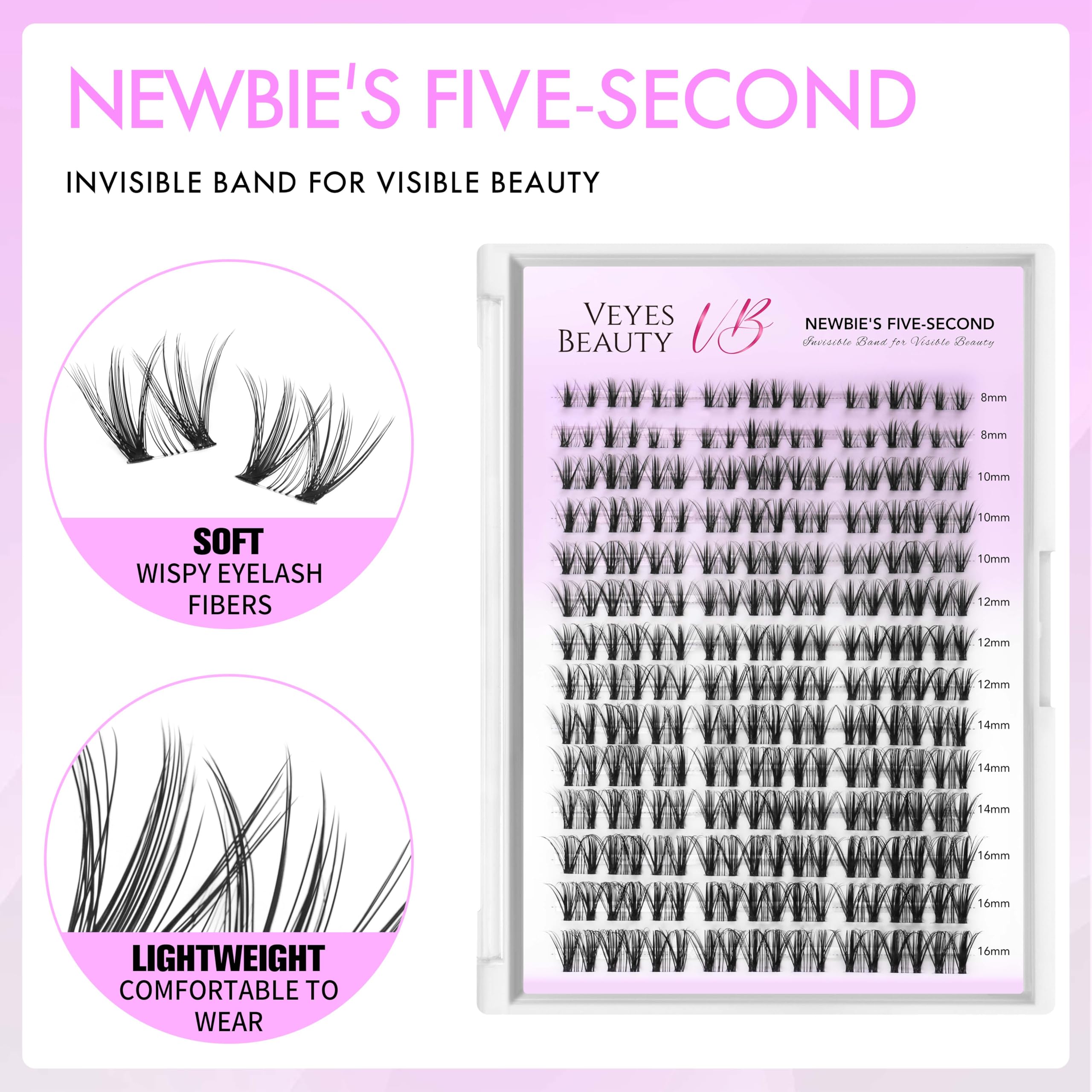 VEYESBEAUTY Lash Clusters wispy fibers for natural-looking fullness.