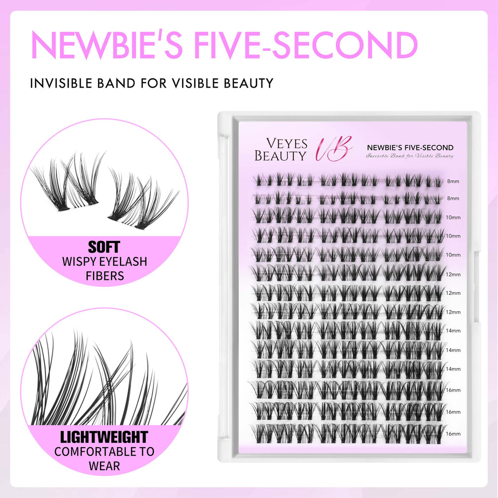 VEYESBEAUTY Lash Clusters wispy fibers for natural-looking fullness.