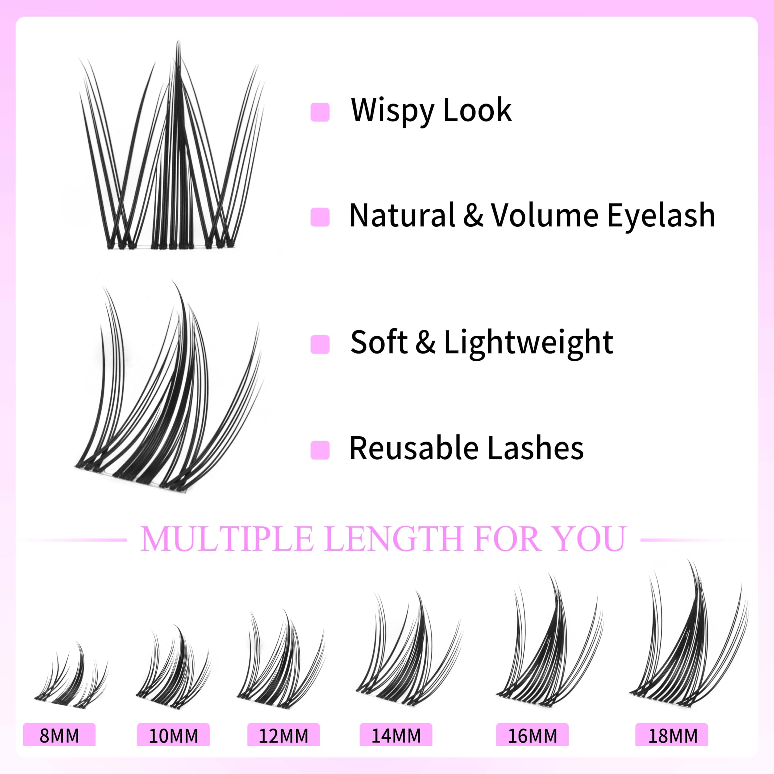 VEYESBEAUTY clusters applied with lash bond and applicator for secure, even distribution.