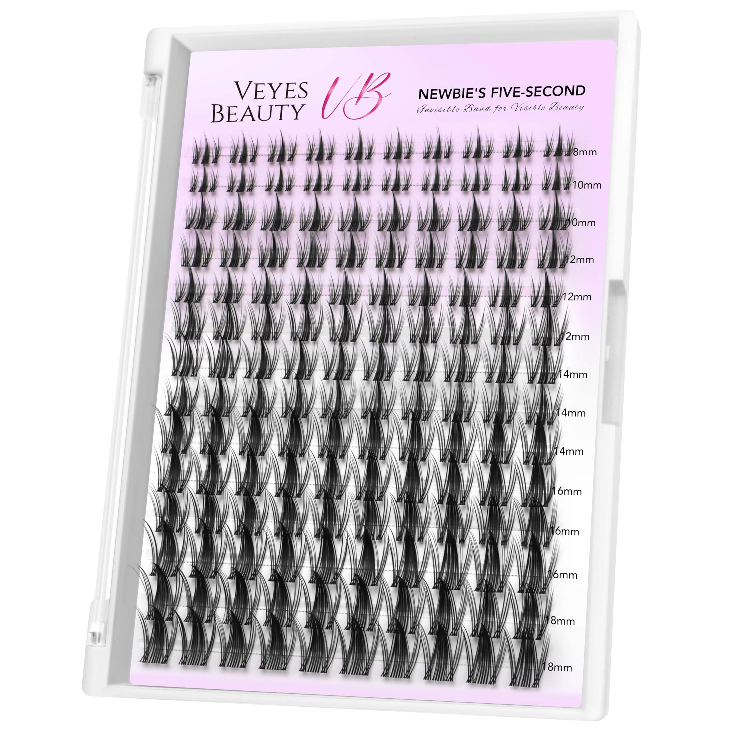 VEYESBEAUTY Manga Lash Clusters tray closeup shows soft, wispy bands for natural-looking volume.