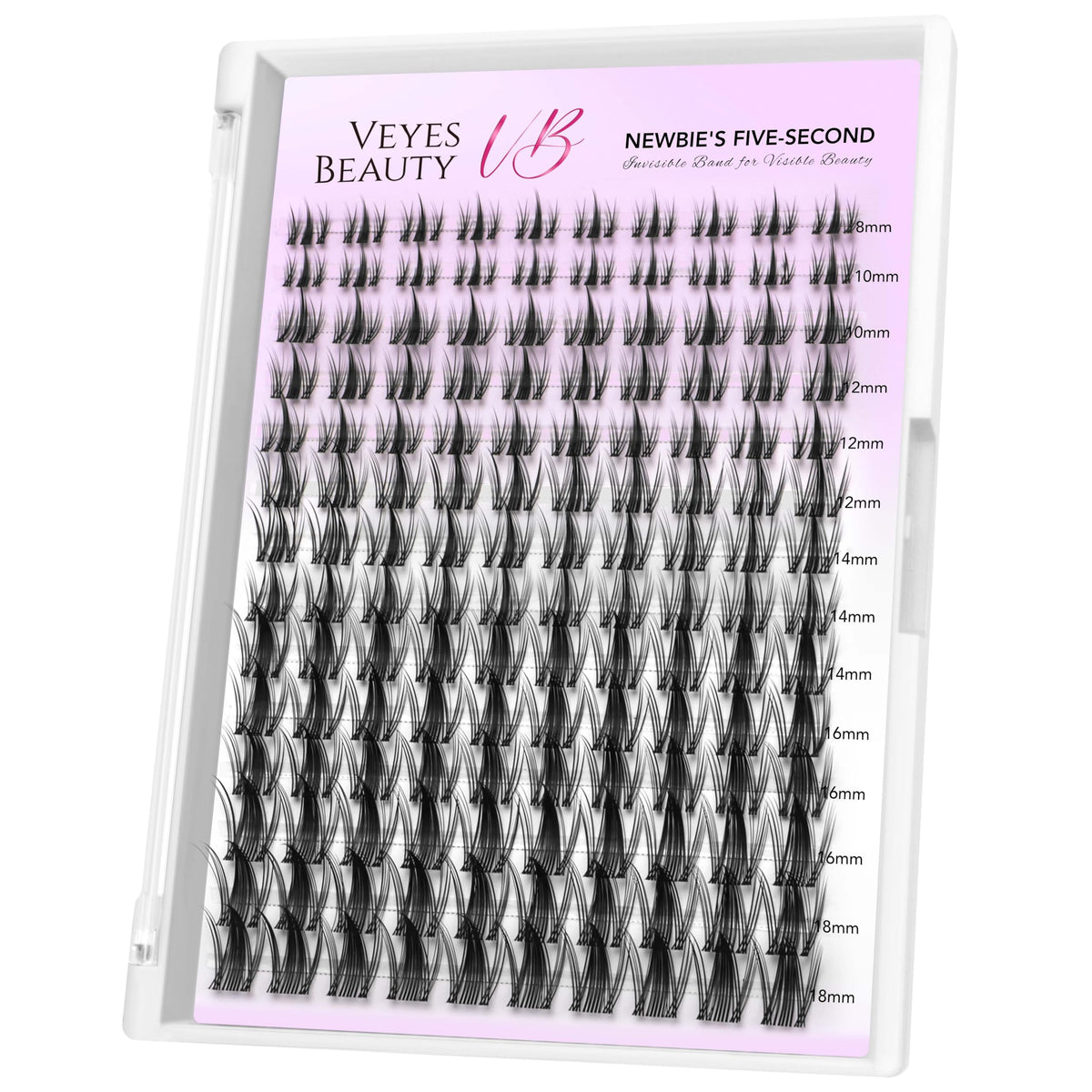 VEYESBEAUTY Manga Lash Clusters tray closeup shows soft, wispy bands for natural-looking volume.