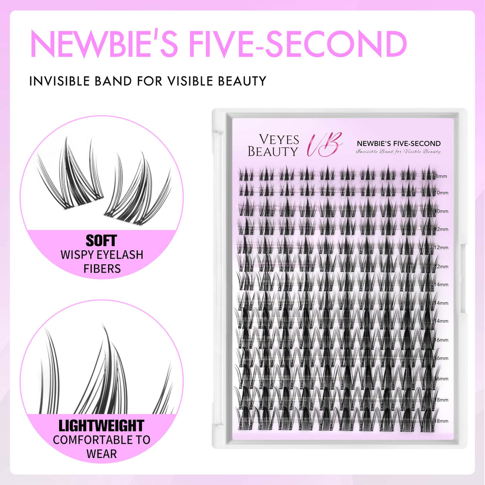 VEYESBEAUTY Manga Lash Clusters worn on eye for a lightweight, natural, fluttery appearance.