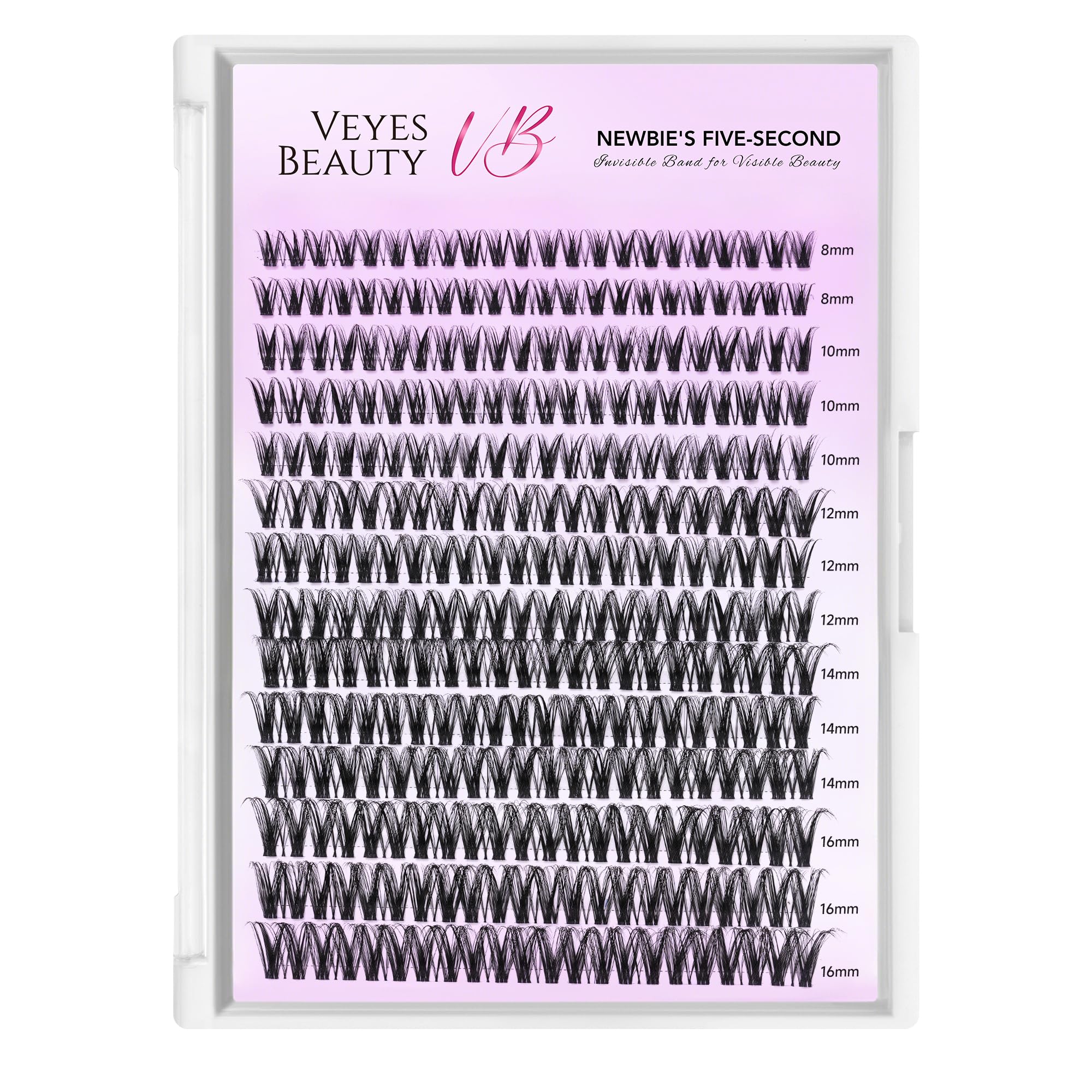 VEYESBEAUTY Mixed-length tray offers versatile styling options for different eye shapes.