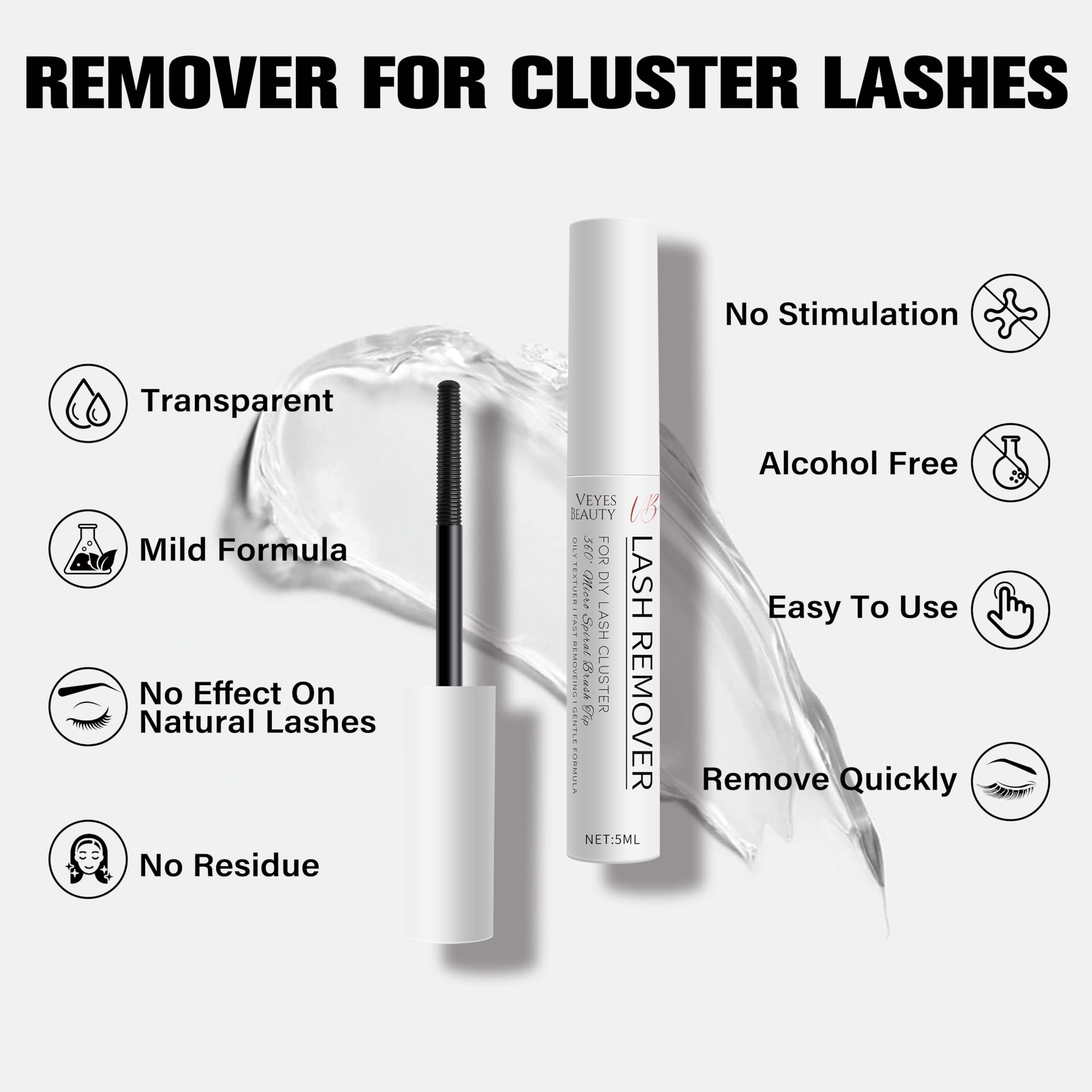 VEYESBEAUTY remover dissolves lash glue in about 30 seconds