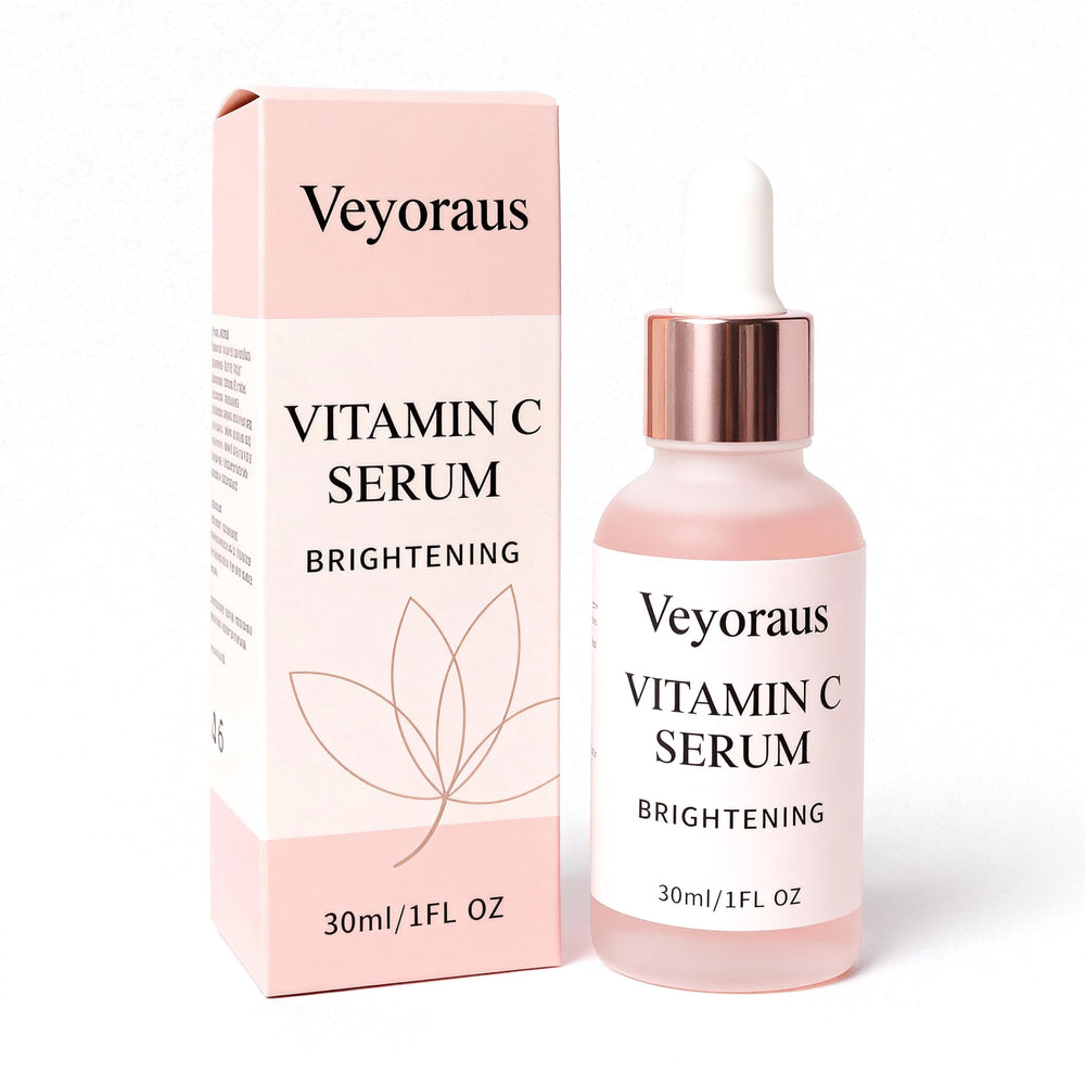 Veyoraus Vitamin C Serum bottle with pump for a radiant complexion.