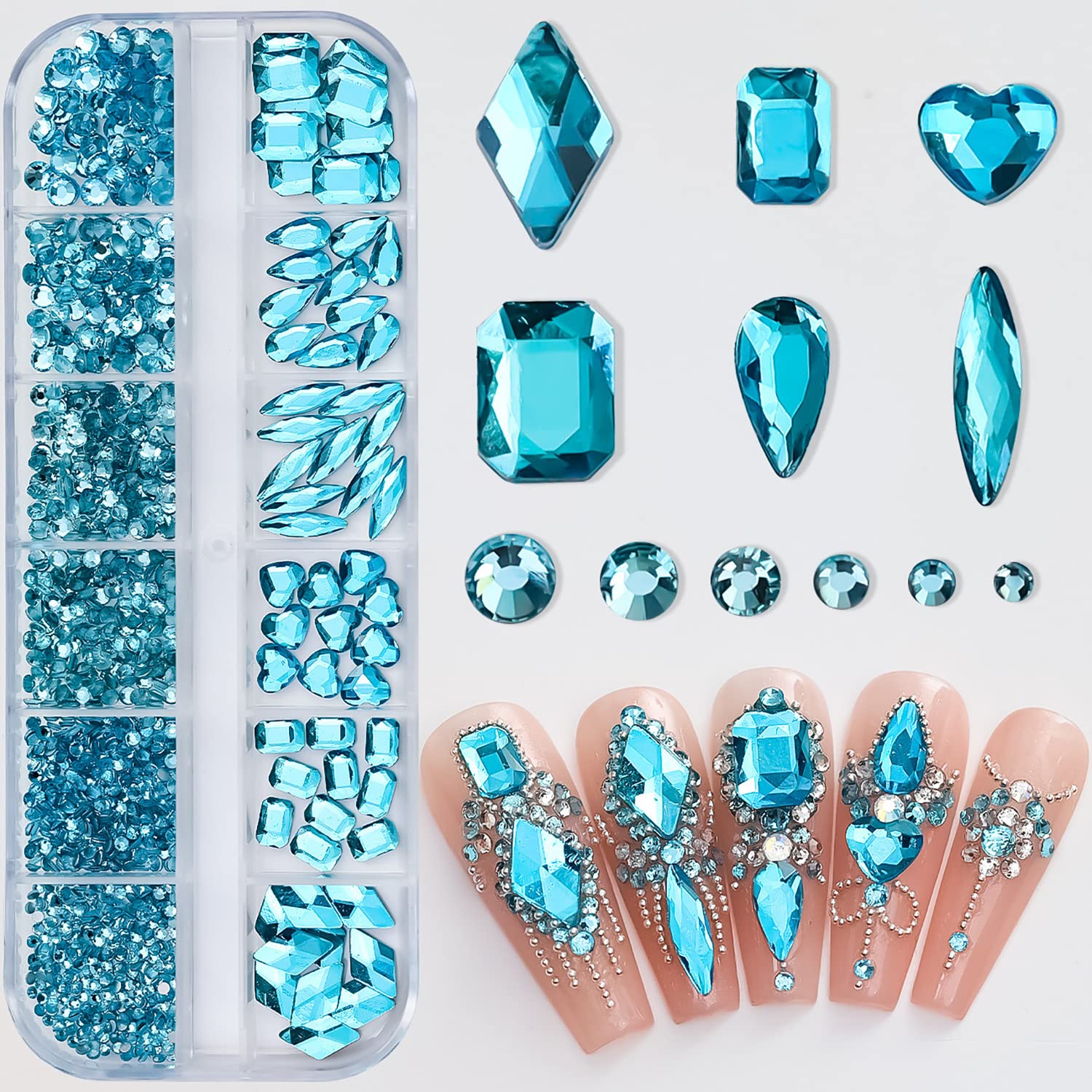 Vezocim flat bottom rhinestones provide secure nail adhesion.