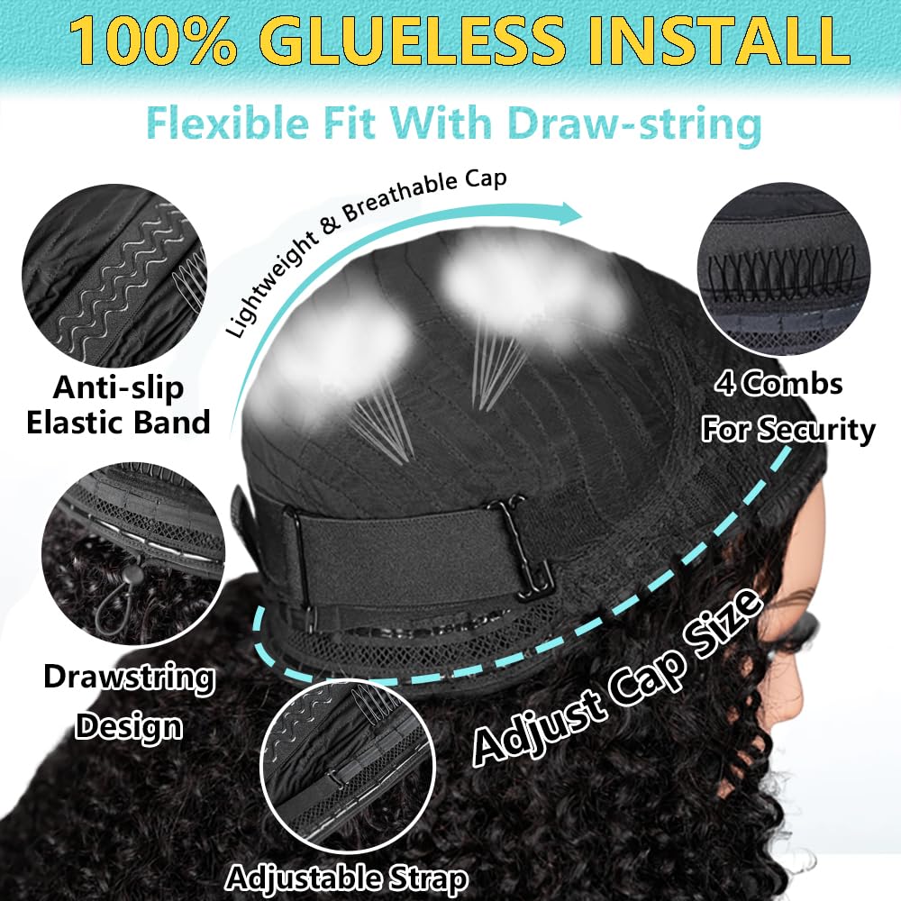 VFFTI kinky curly half wig half-up half-down versatility example.